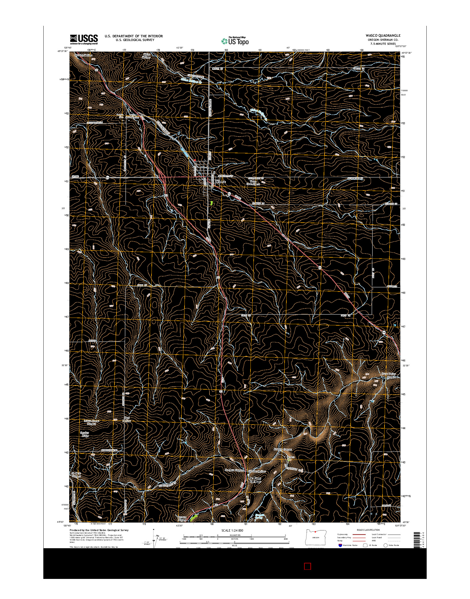 USGS US TOPO 7.5-MINUTE MAP FOR WASCO, OR 2014