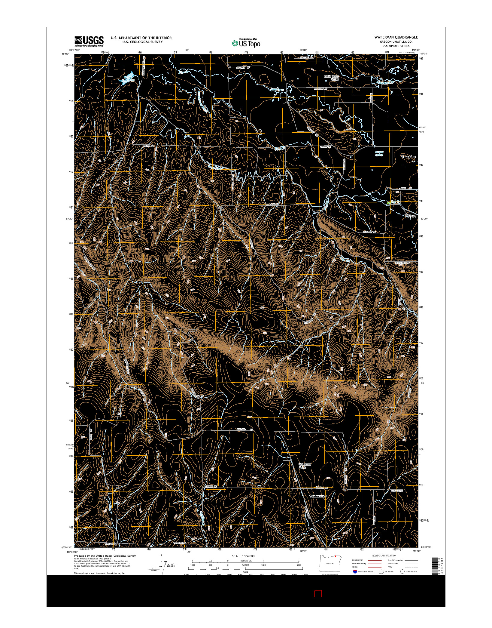 USGS US TOPO 7.5-MINUTE MAP FOR WATERMAN, OR 2014