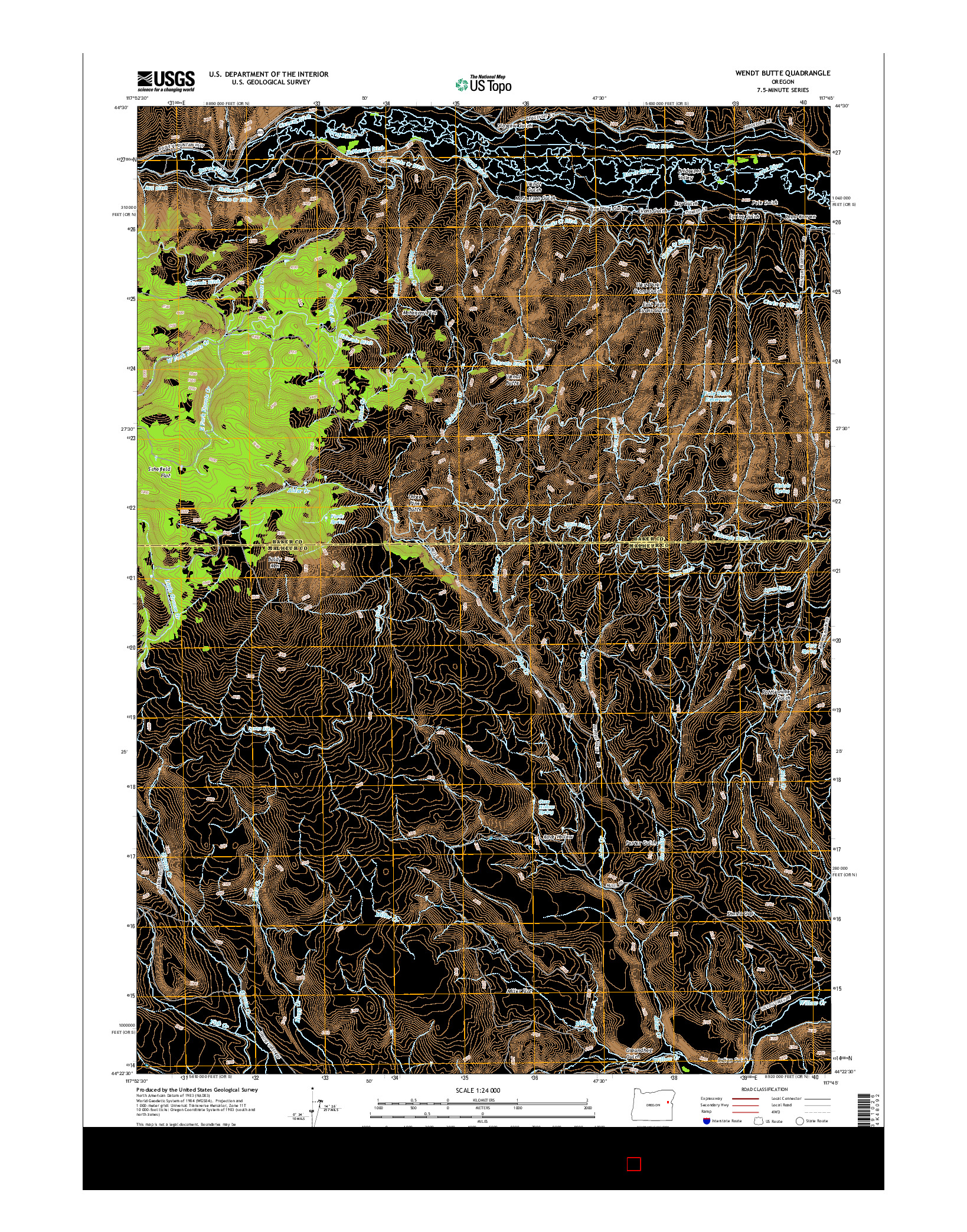 USGS US TOPO 7.5-MINUTE MAP FOR WENDT BUTTE, OR 2014