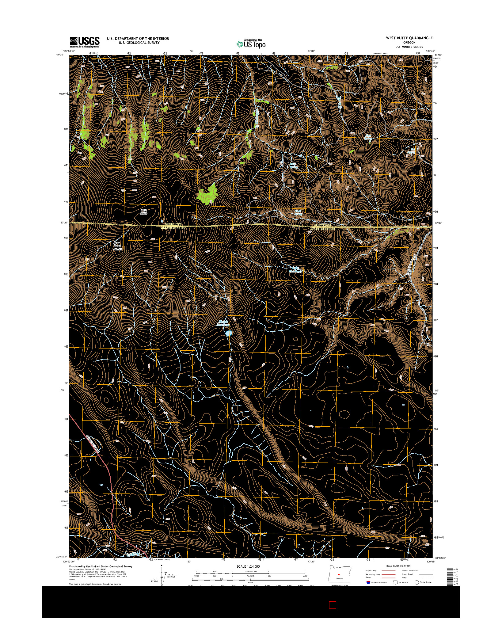 USGS US TOPO 7.5-MINUTE MAP FOR WEST BUTTE, OR 2014