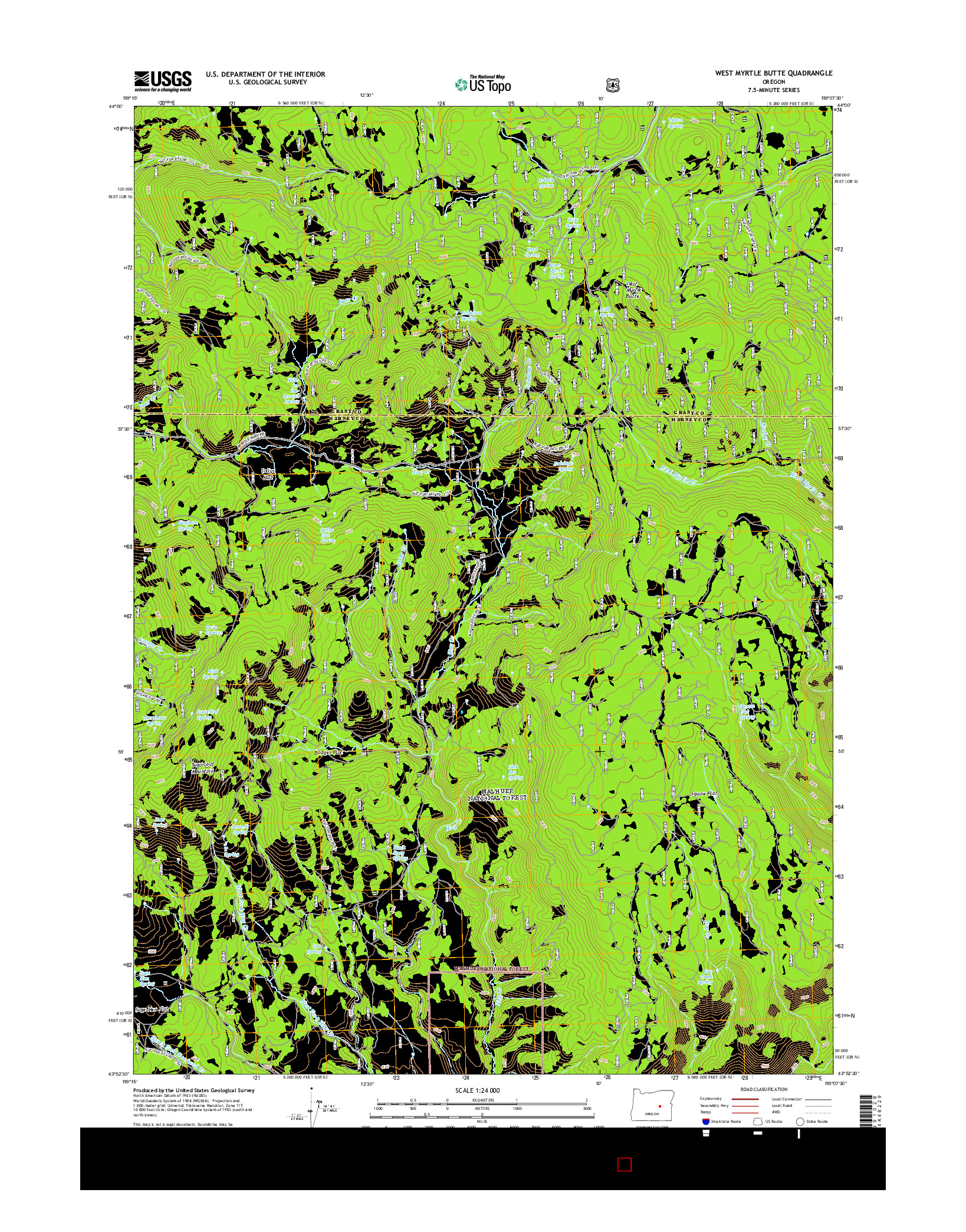 USGS US TOPO 7.5-MINUTE MAP FOR WEST MYRTLE BUTTE, OR 2014