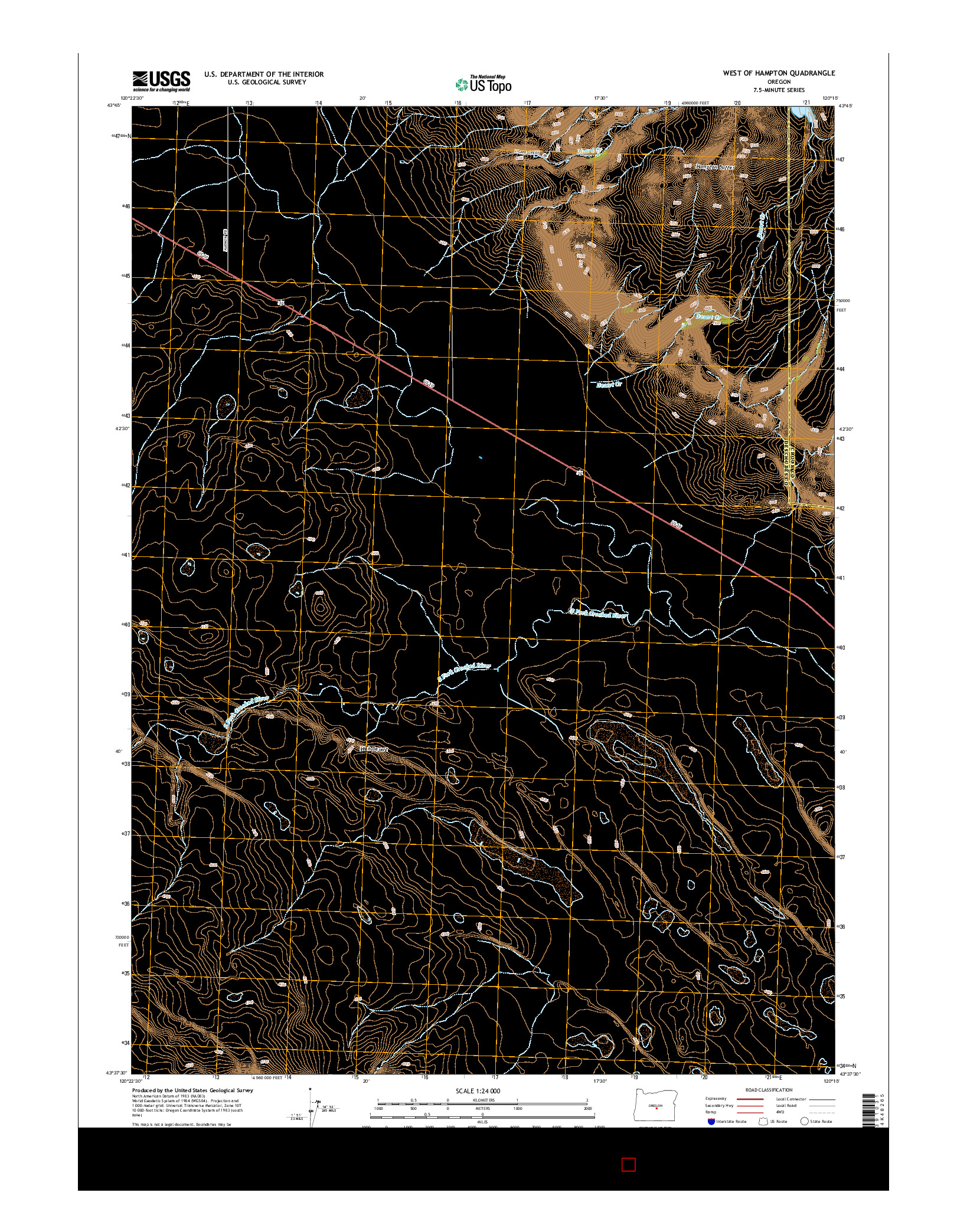 USGS US TOPO 7.5-MINUTE MAP FOR WEST OF HAMPTON, OR 2014