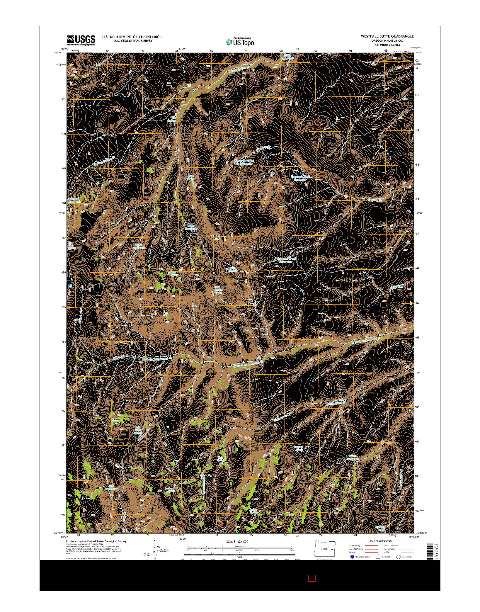 USGS US TOPO 7.5-MINUTE MAP FOR WESTFALL BUTTE, OR 2014