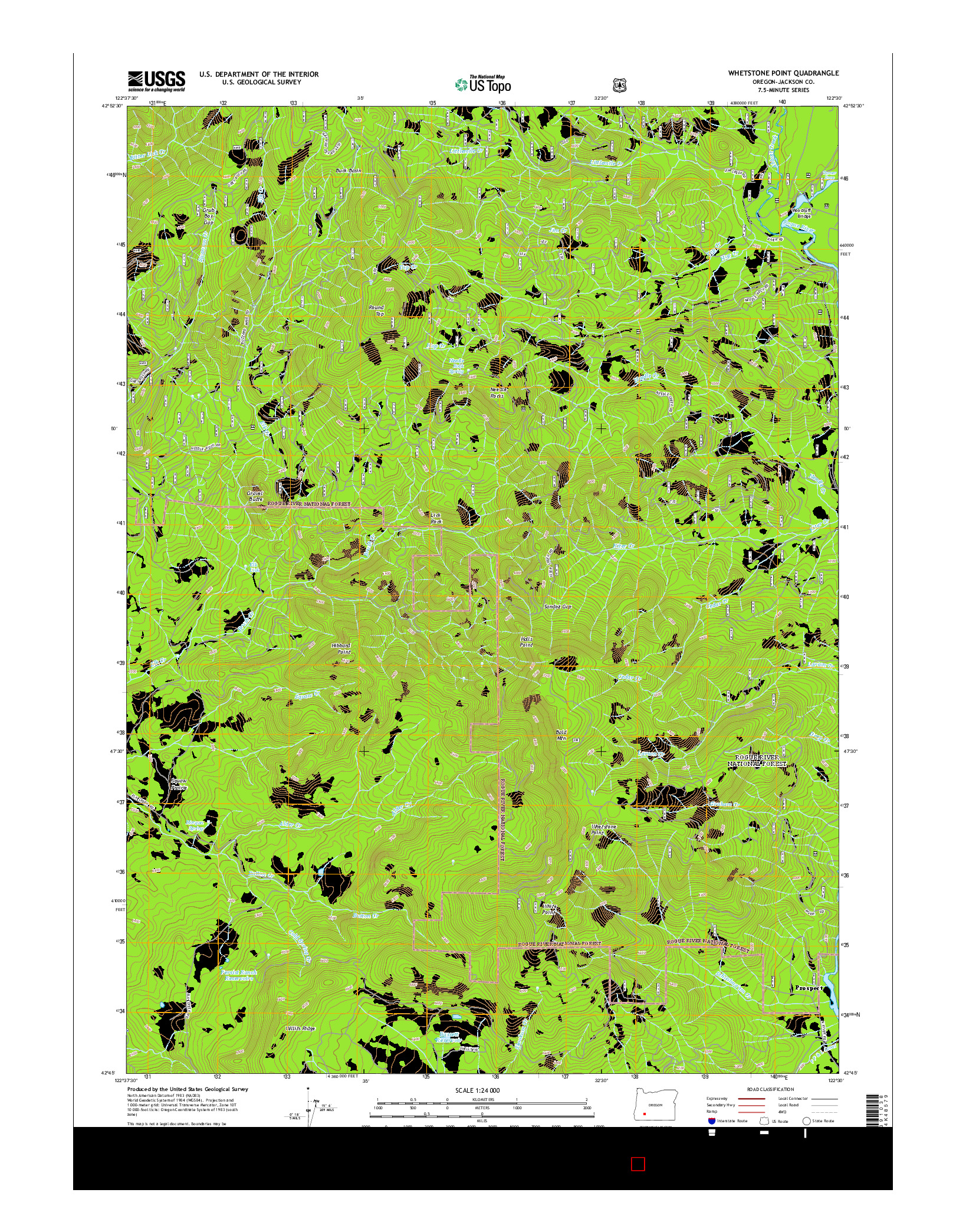 USGS US TOPO 7.5-MINUTE MAP FOR WHETSTONE POINT, OR 2014