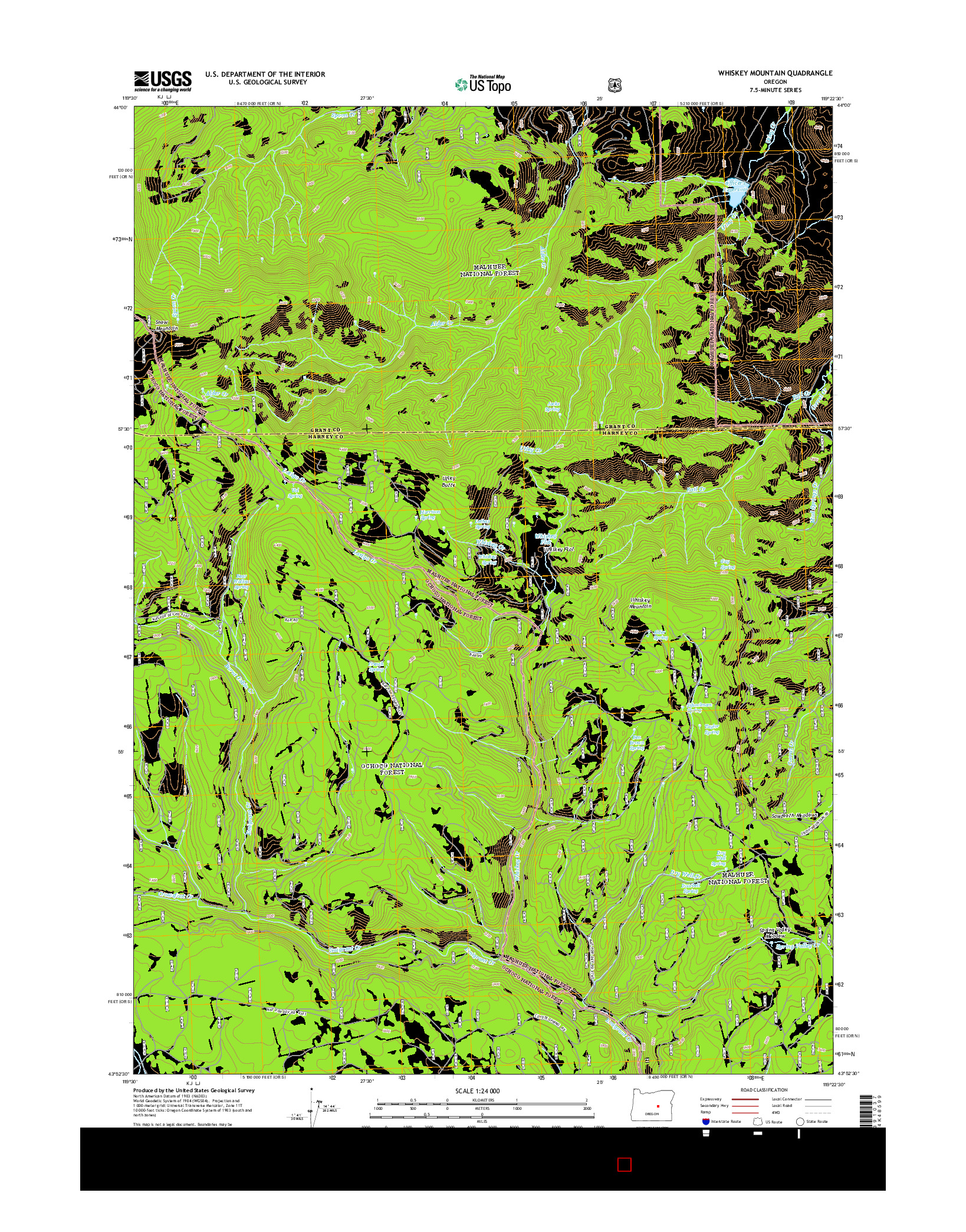 USGS US TOPO 7.5-MINUTE MAP FOR WHISKEY MOUNTAIN, OR 2014