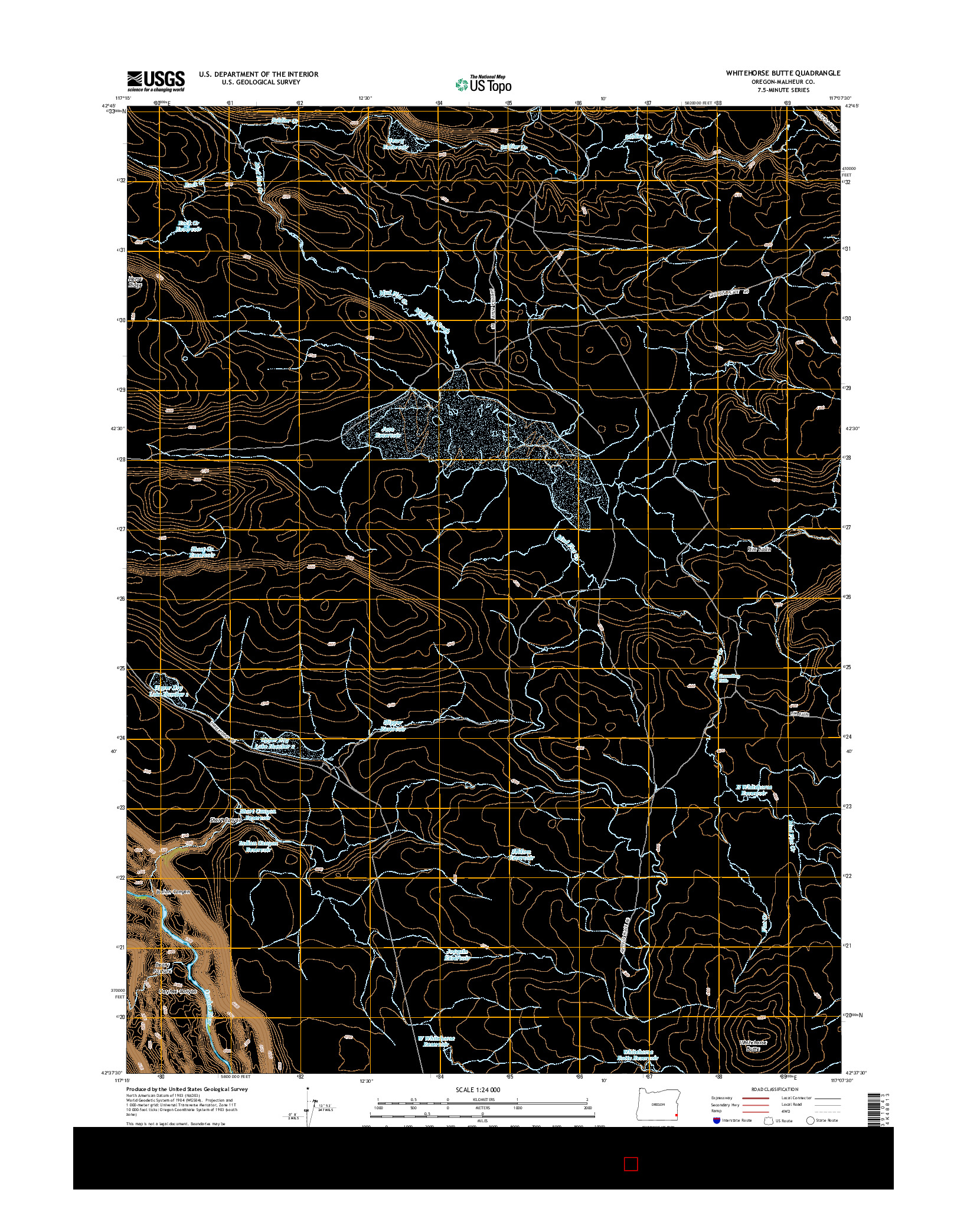 USGS US TOPO 7.5-MINUTE MAP FOR WHITEHORSE BUTTE, OR 2014