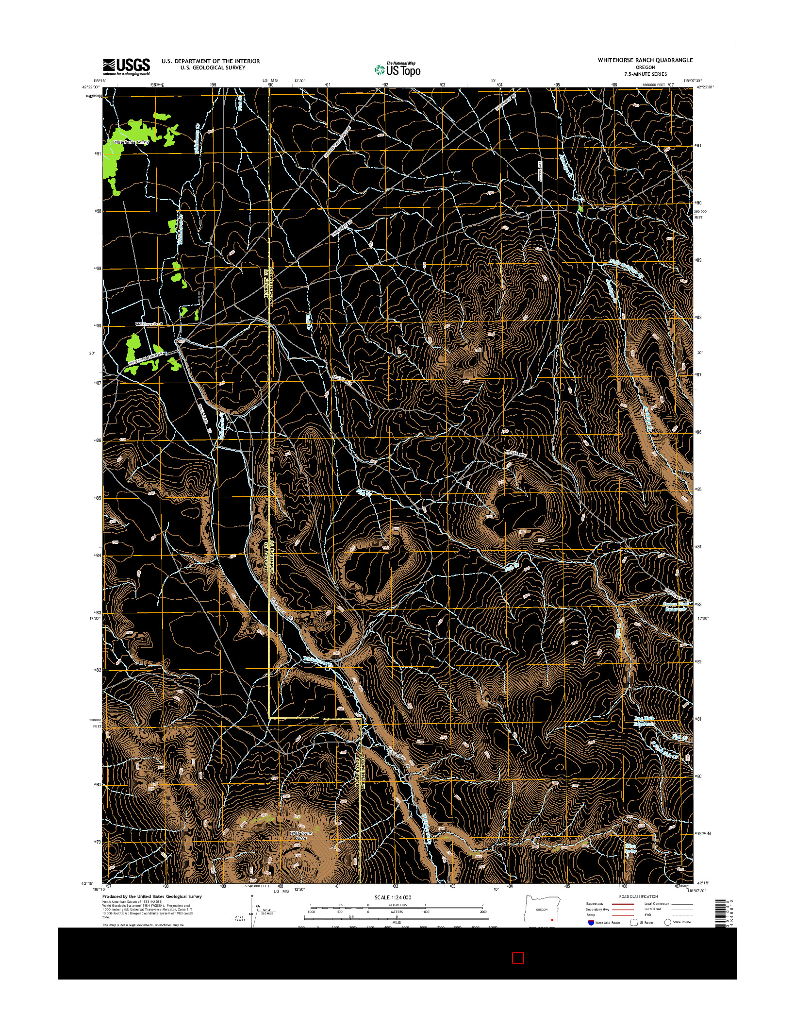 USGS US TOPO 7.5-MINUTE MAP FOR WHITEHORSE RANCH, OR 2014