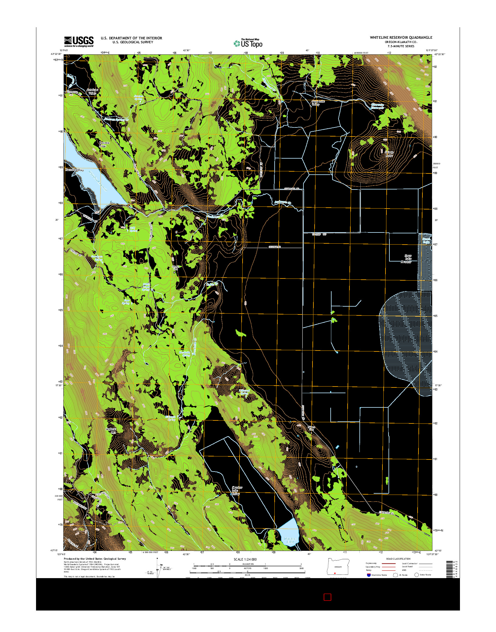 USGS US TOPO 7.5-MINUTE MAP FOR WHITELINE RESERVOIR, OR 2014