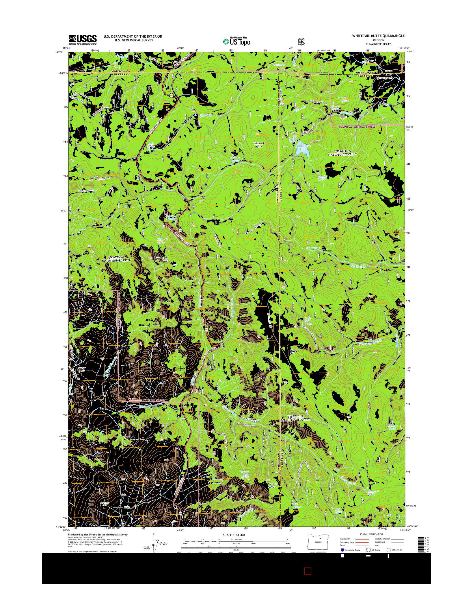 USGS US TOPO 7.5-MINUTE MAP FOR WHITETAIL BUTTE, OR 2014