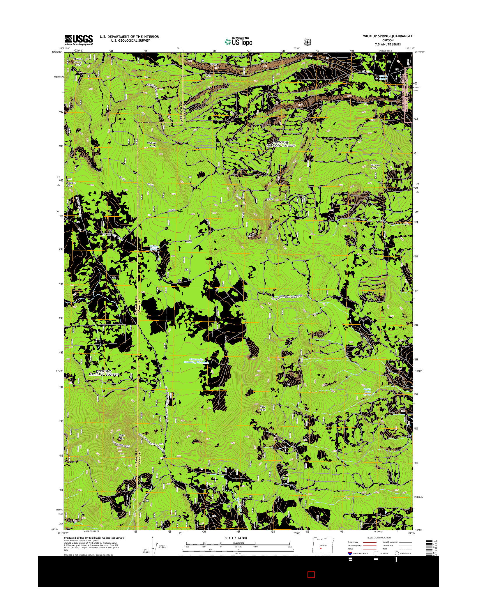 USGS US TOPO 7.5-MINUTE MAP FOR WICKIUP SPRING, OR 2014