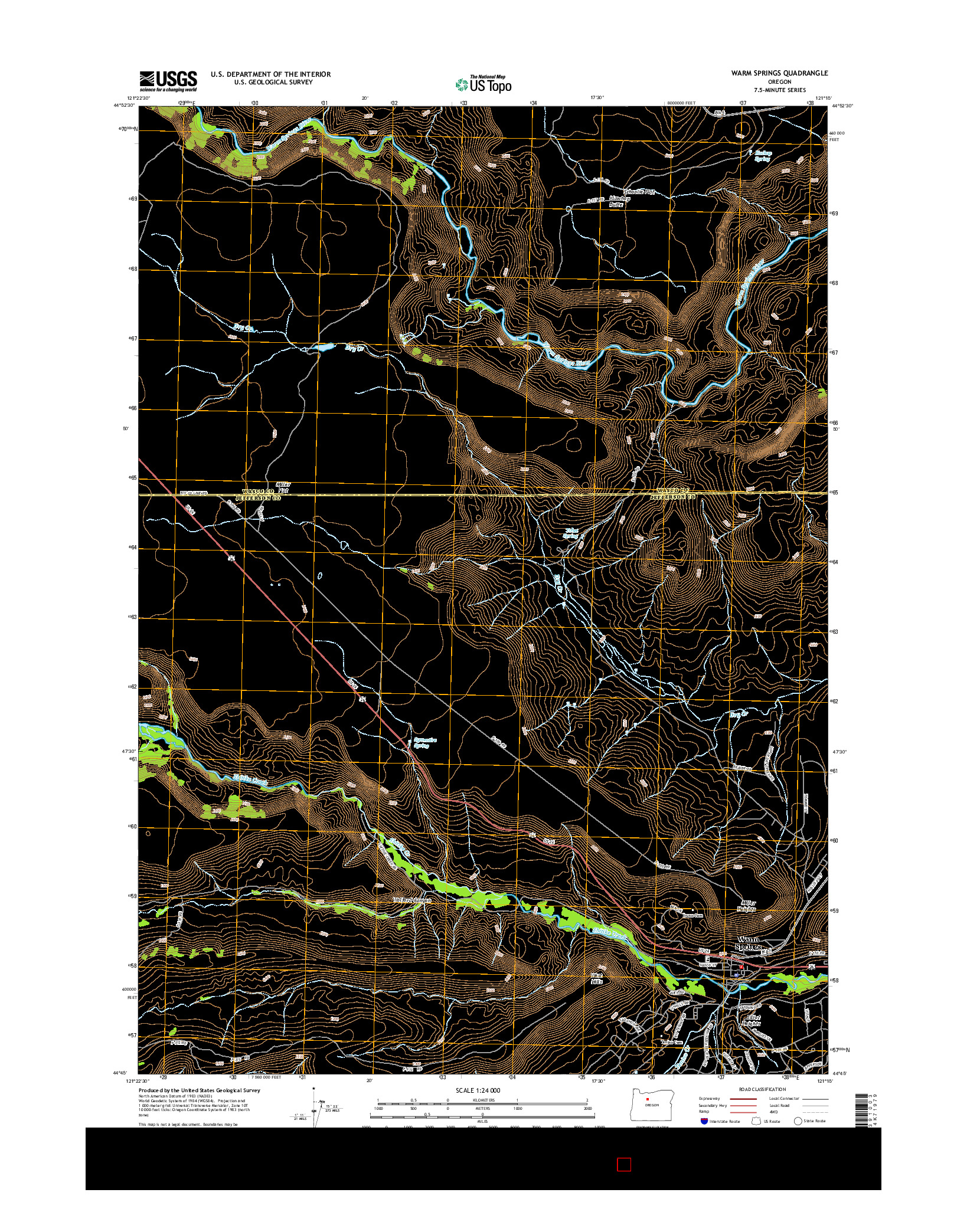 USGS US TOPO 7.5-MINUTE MAP FOR WARM SPRINGS, OR 2014
