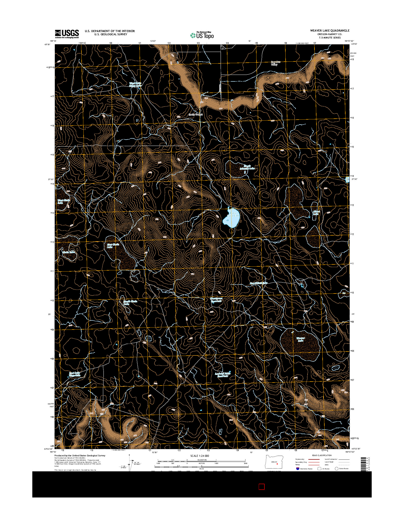 USGS US TOPO 7.5-MINUTE MAP FOR WEAVER LAKE, OR 2014
