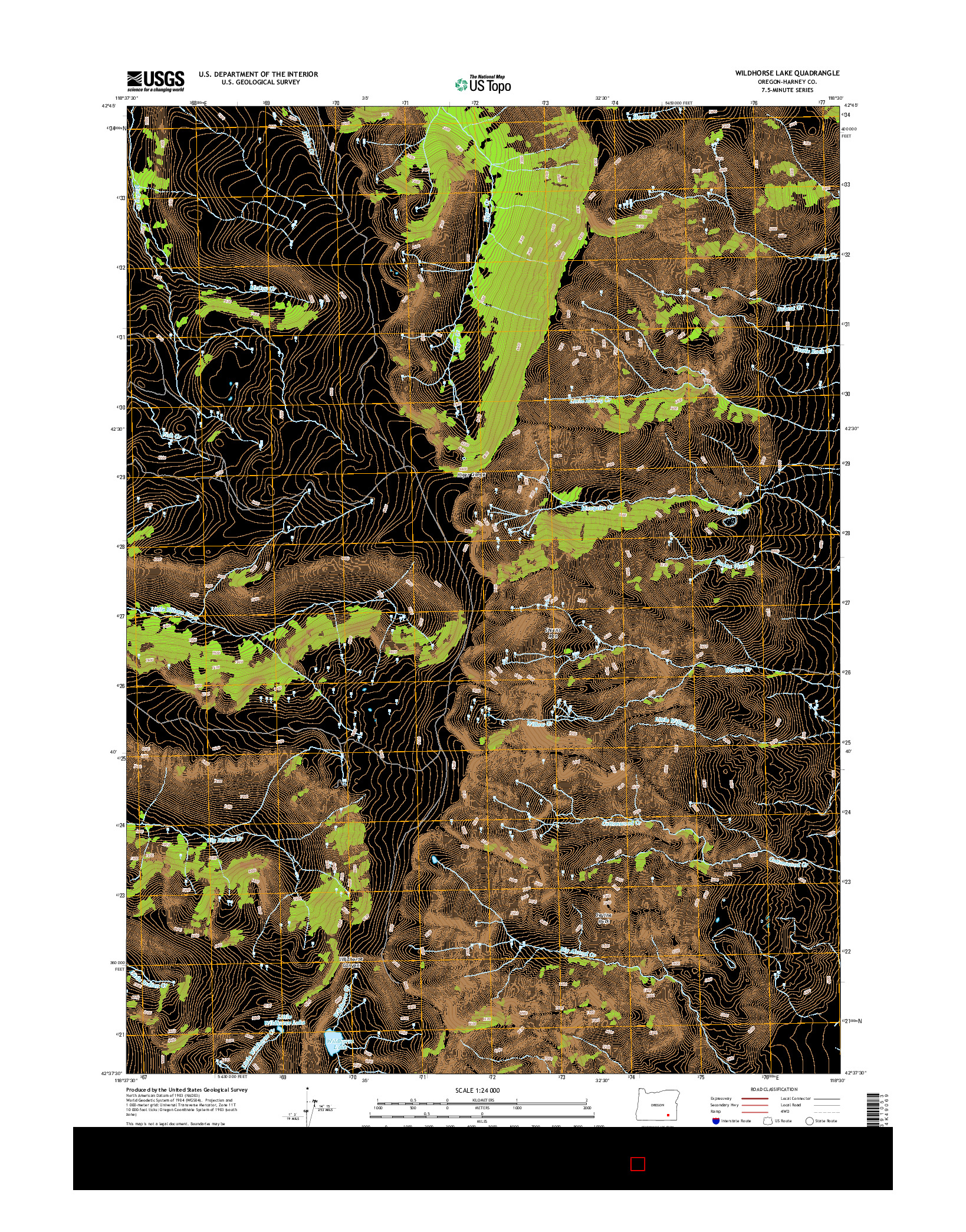 USGS US TOPO 7.5-MINUTE MAP FOR WILDHORSE LAKE, OR 2014