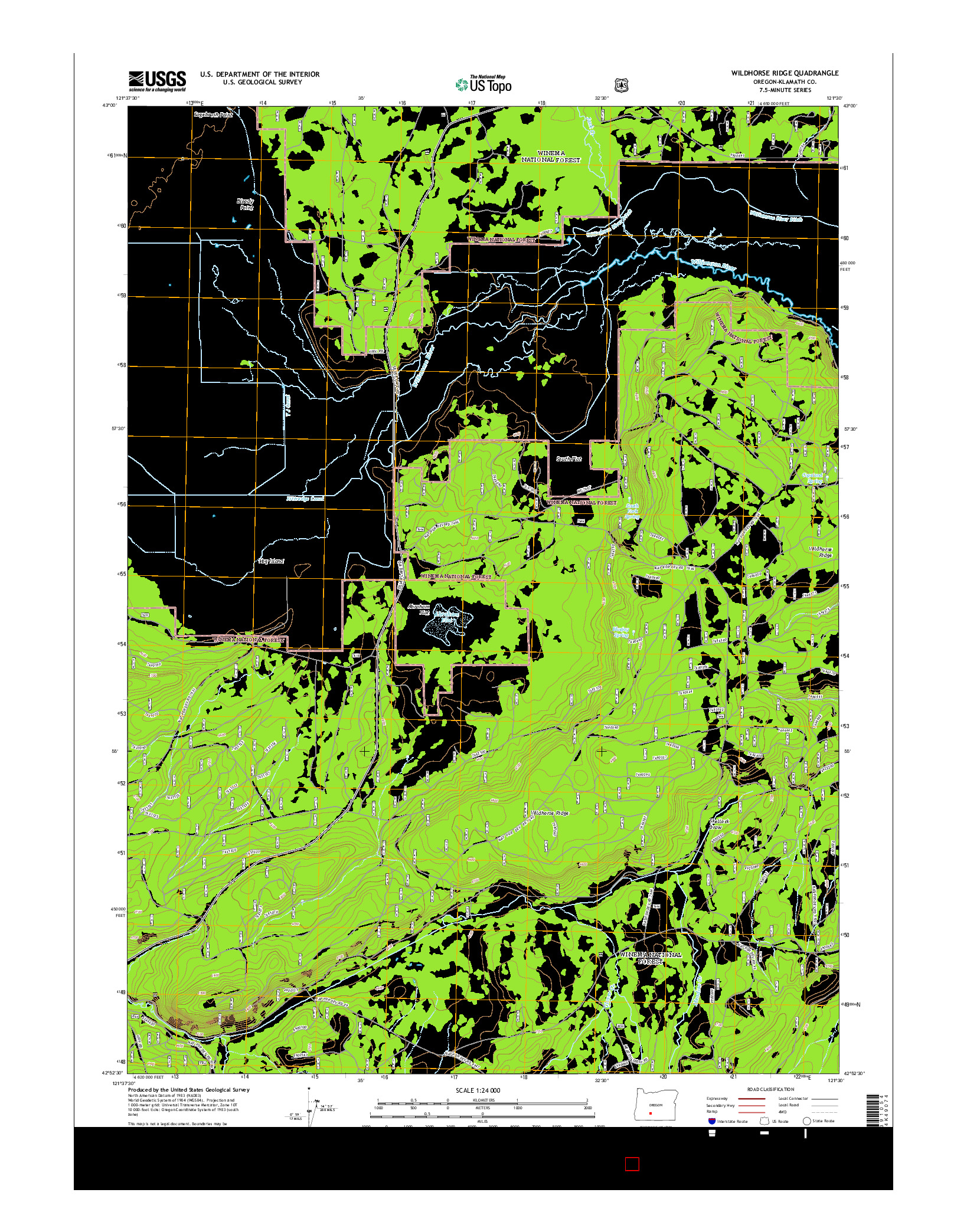USGS US TOPO 7.5-MINUTE MAP FOR WILDHORSE RIDGE, OR 2014