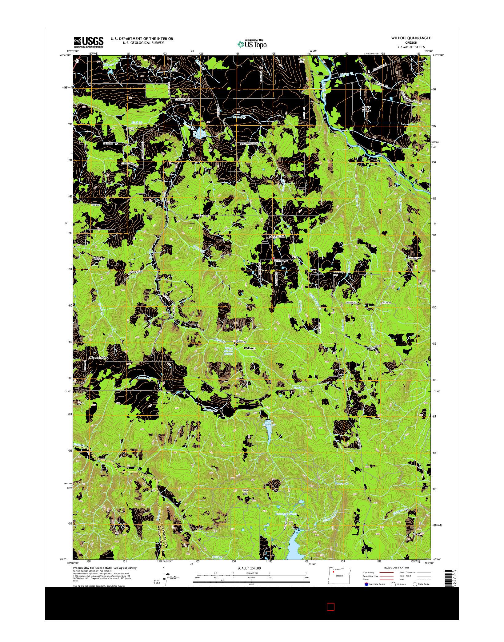 USGS US TOPO 7.5-MINUTE MAP FOR WILHOIT, OR 2014