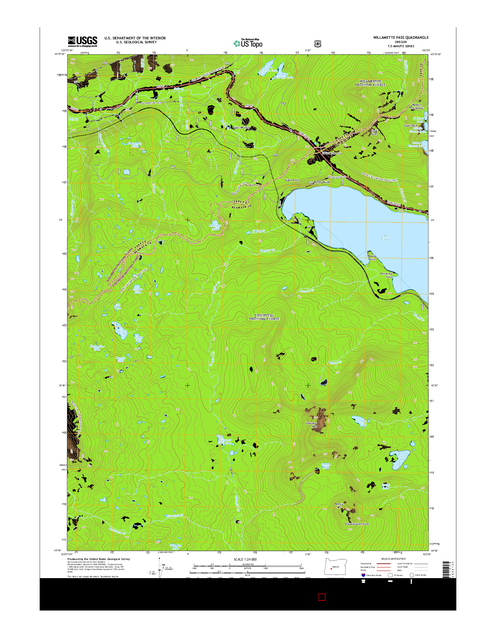 USGS US TOPO 7.5-MINUTE MAP FOR WILLAMETTE PASS, OR 2014