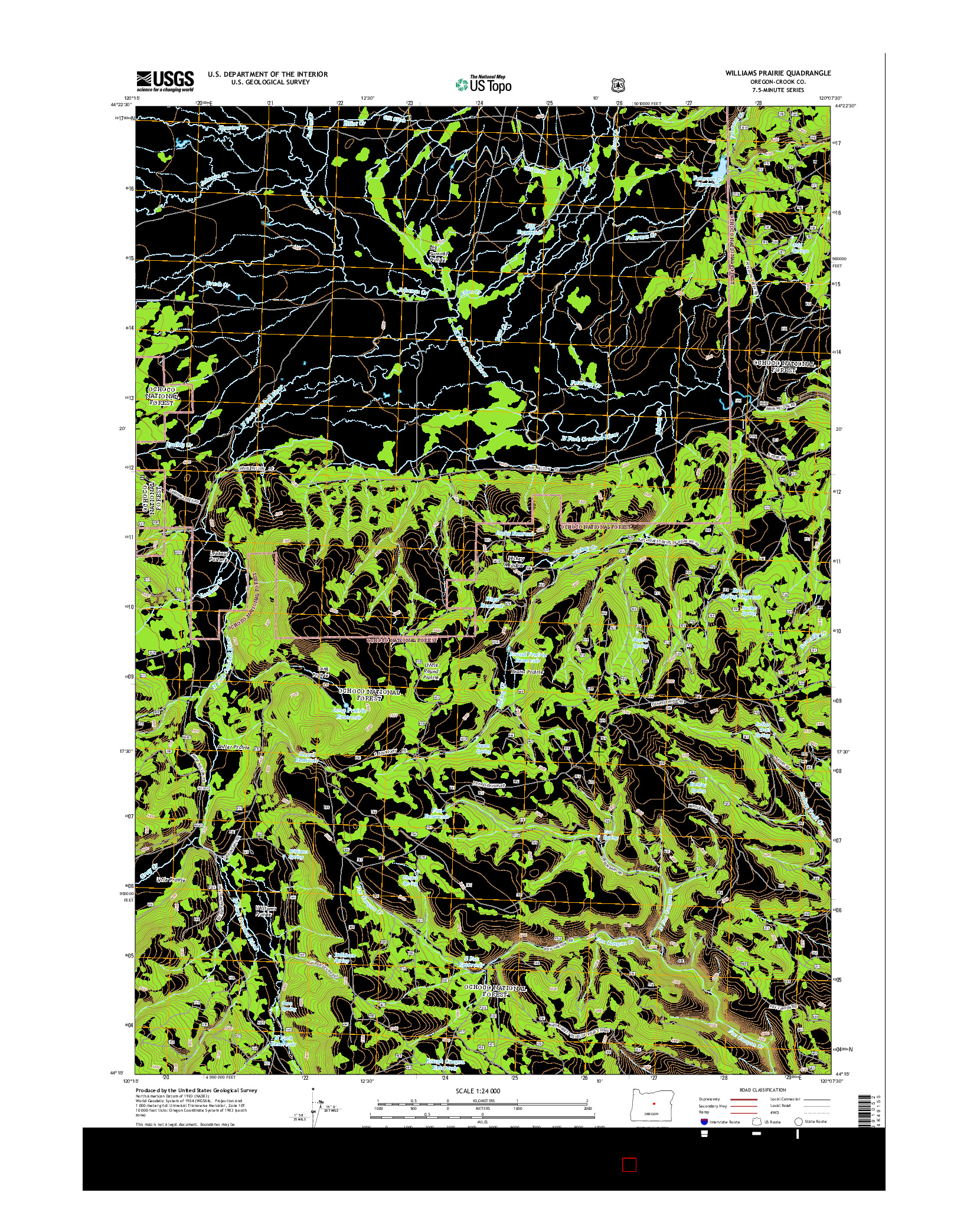 USGS US TOPO 7.5-MINUTE MAP FOR WILLIAMS PRAIRIE, OR 2014