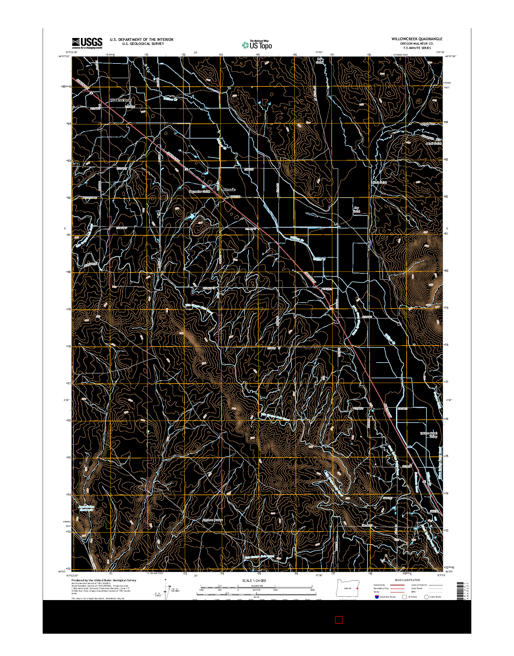 USGS US TOPO 7.5-MINUTE MAP FOR WILLOWCREEK, OR 2014
