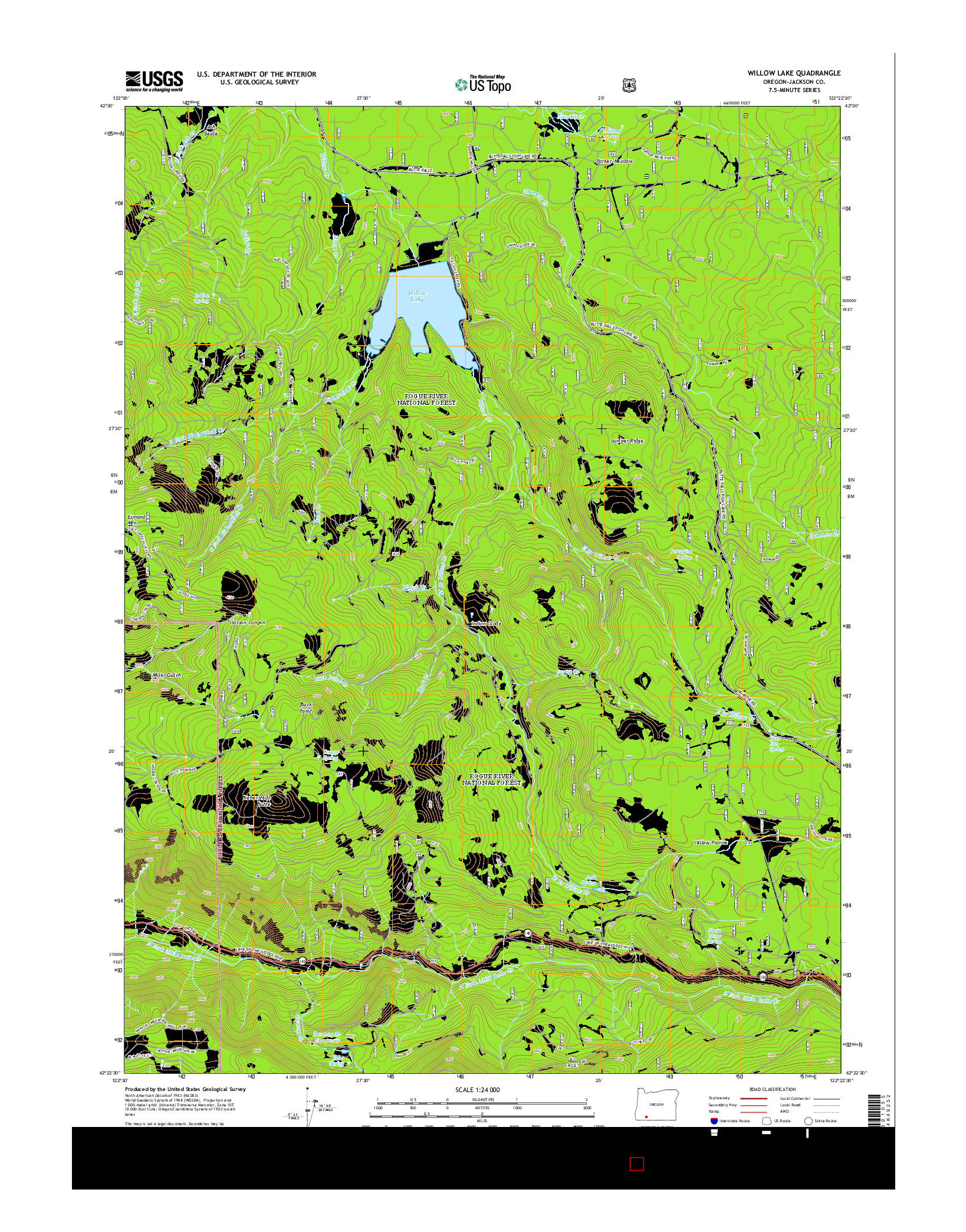 USGS US TOPO 7.5-MINUTE MAP FOR WILLOW LAKE, OR 2014