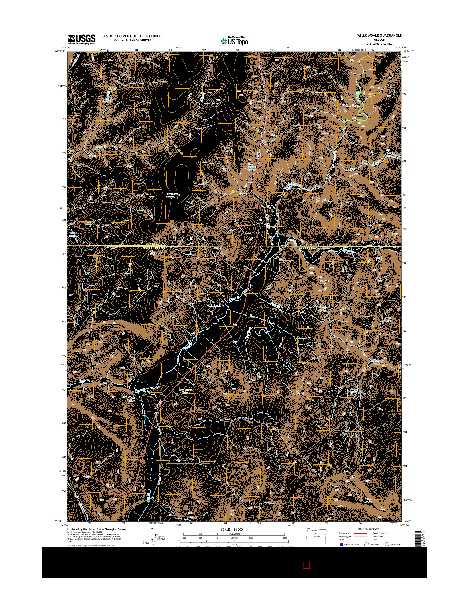 USGS US TOPO 7.5-MINUTE MAP FOR WILLOWDALE, OR 2014