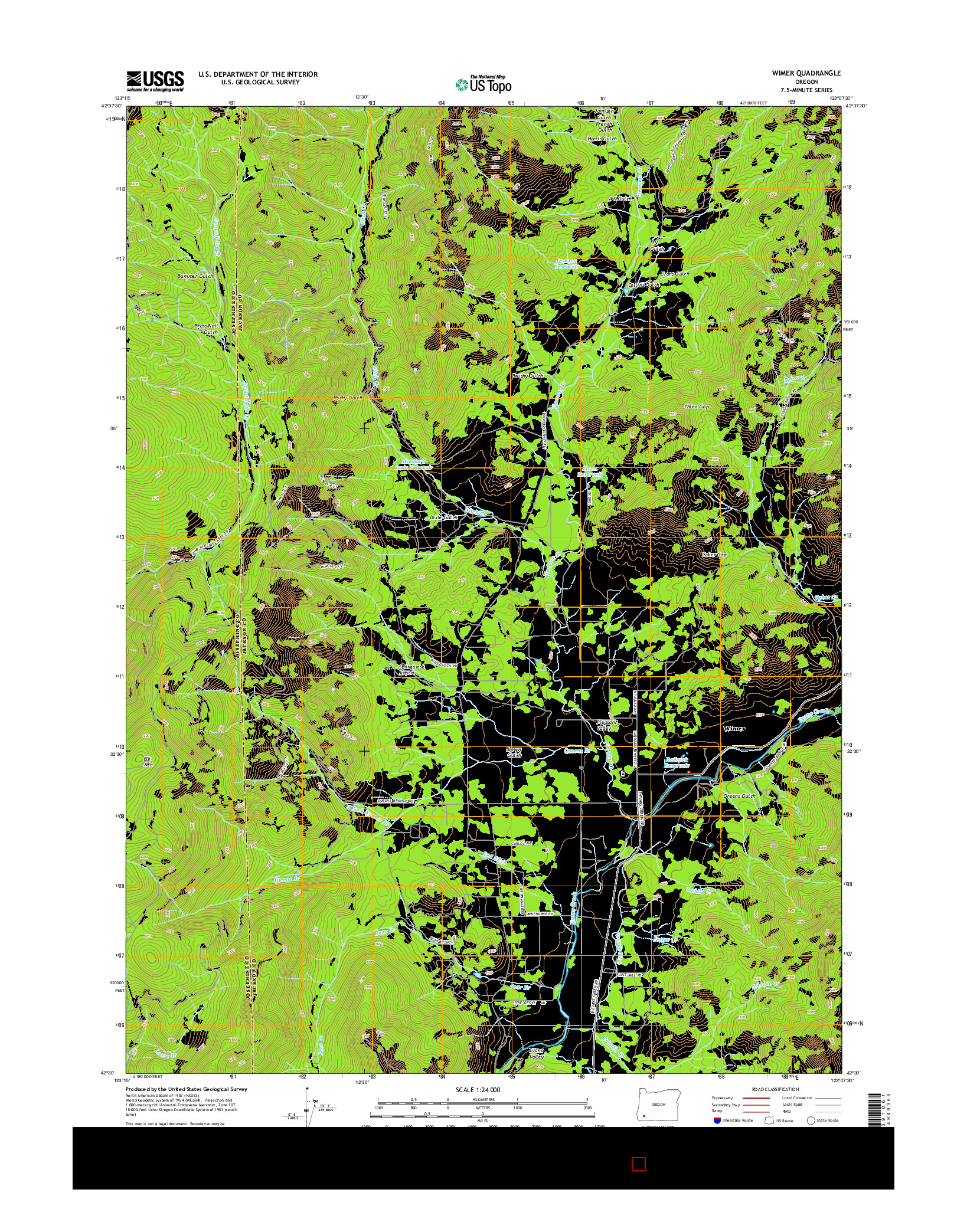 USGS US TOPO 7.5-MINUTE MAP FOR WIMER, OR 2014