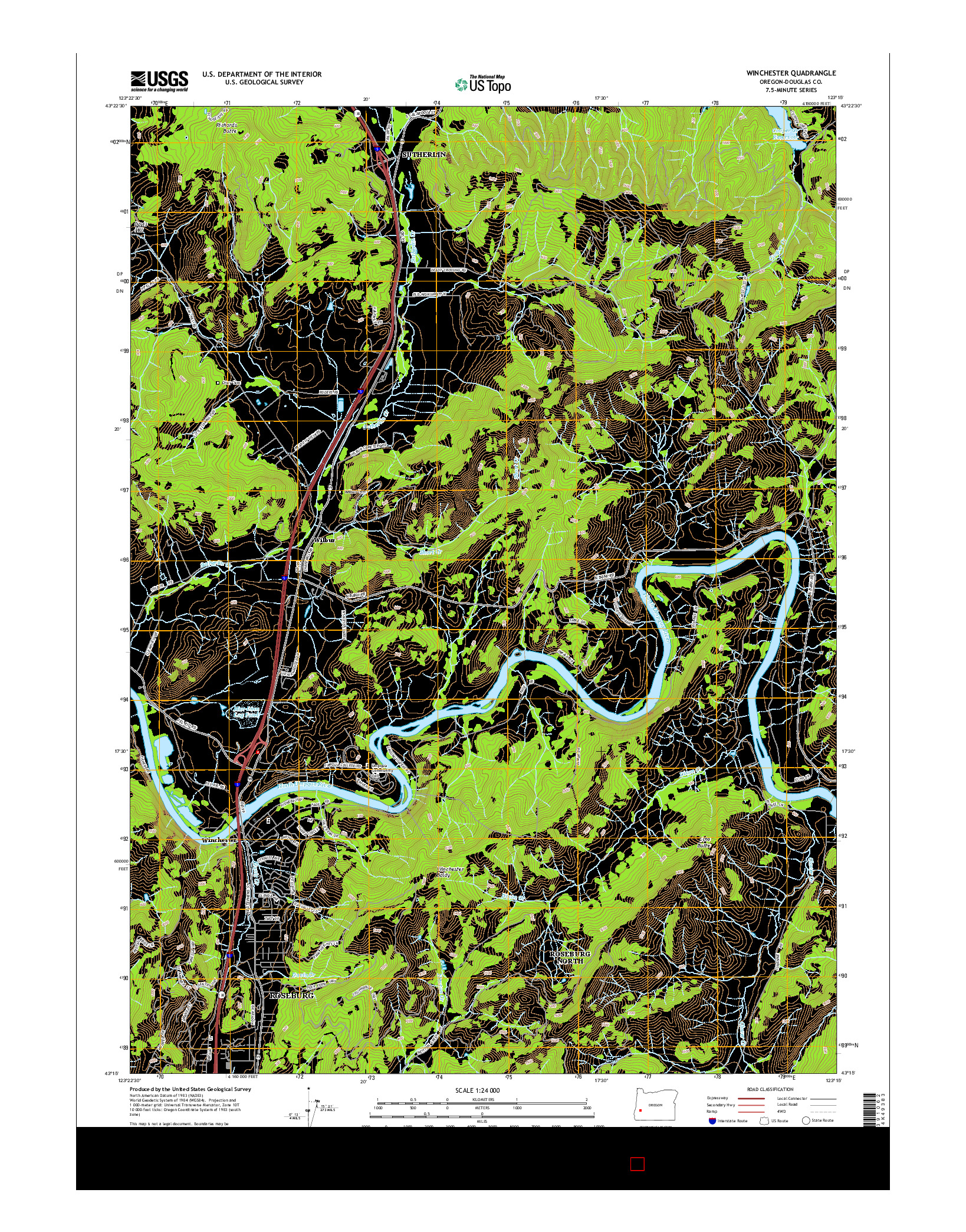 USGS US TOPO 7.5-MINUTE MAP FOR WINCHESTER, OR 2014