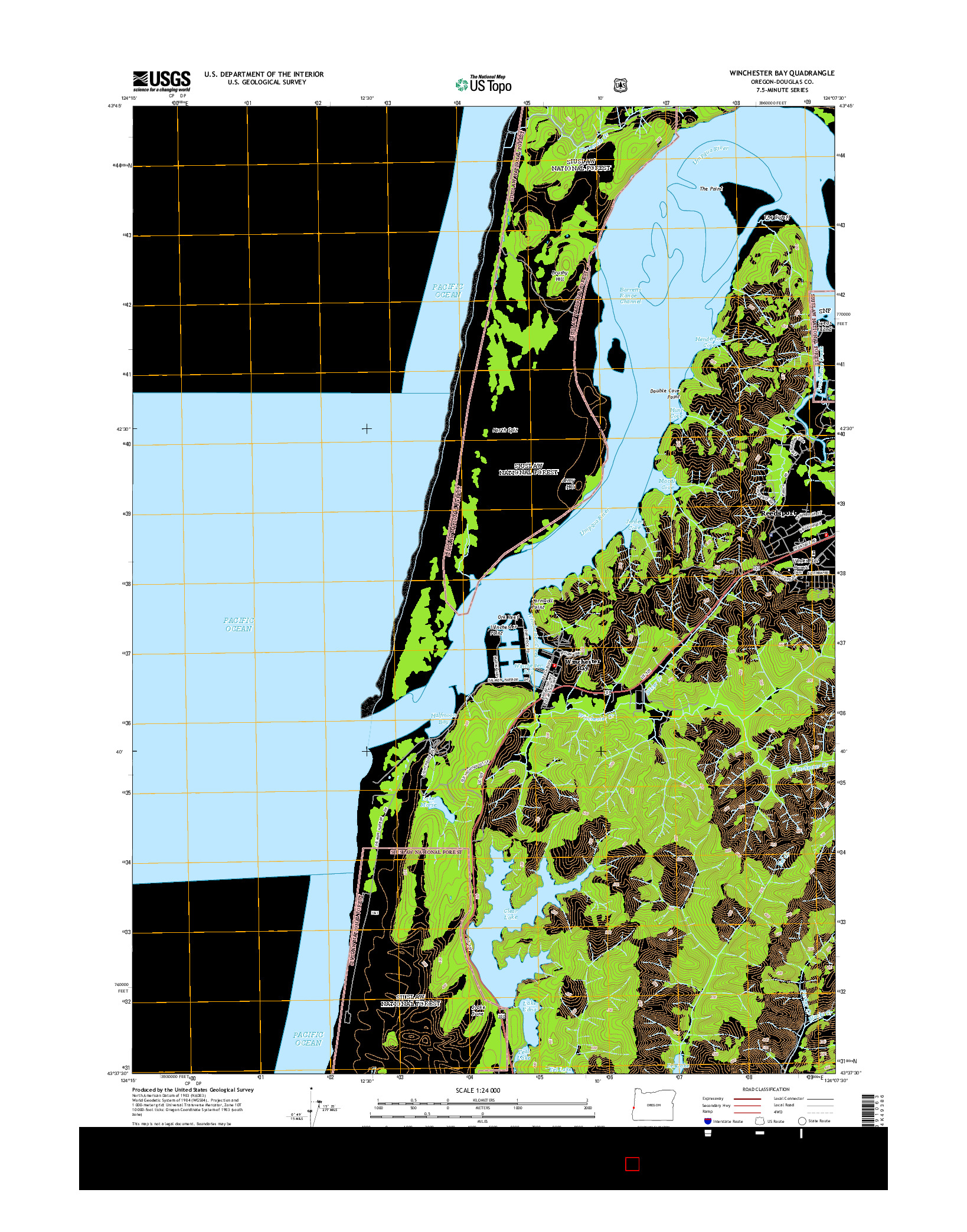 USGS US TOPO 7.5-MINUTE MAP FOR WINCHESTER BAY, OR 2014