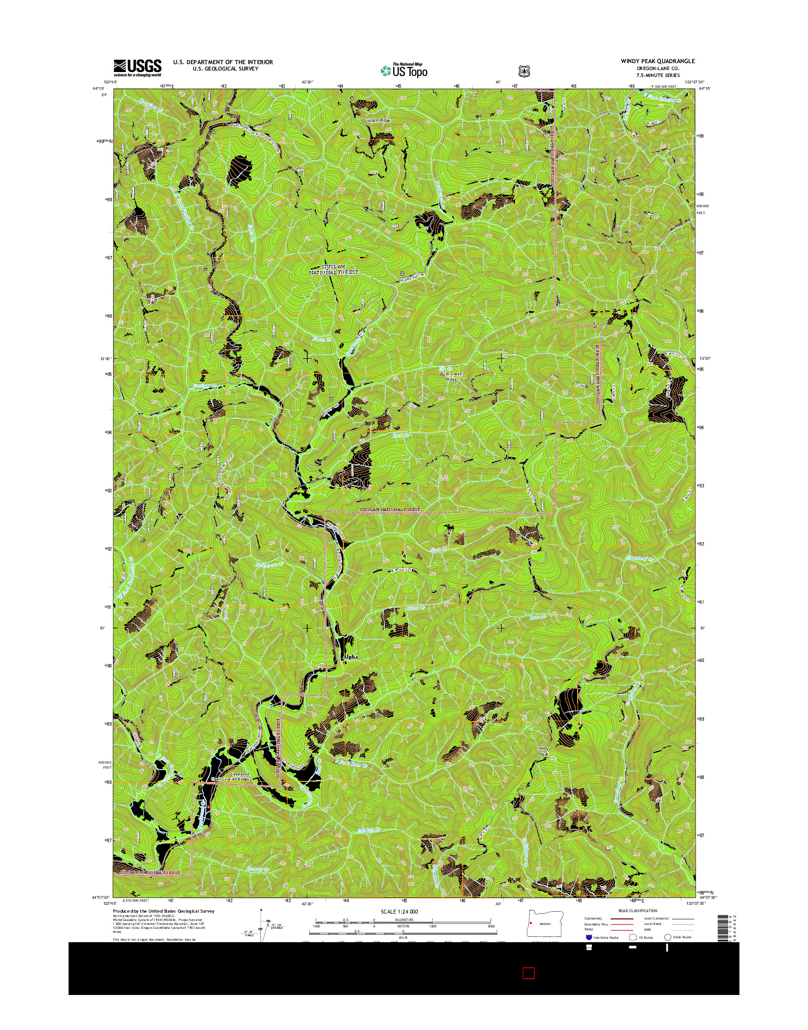 USGS US TOPO 7.5-MINUTE MAP FOR WINDY PEAK, OR 2014