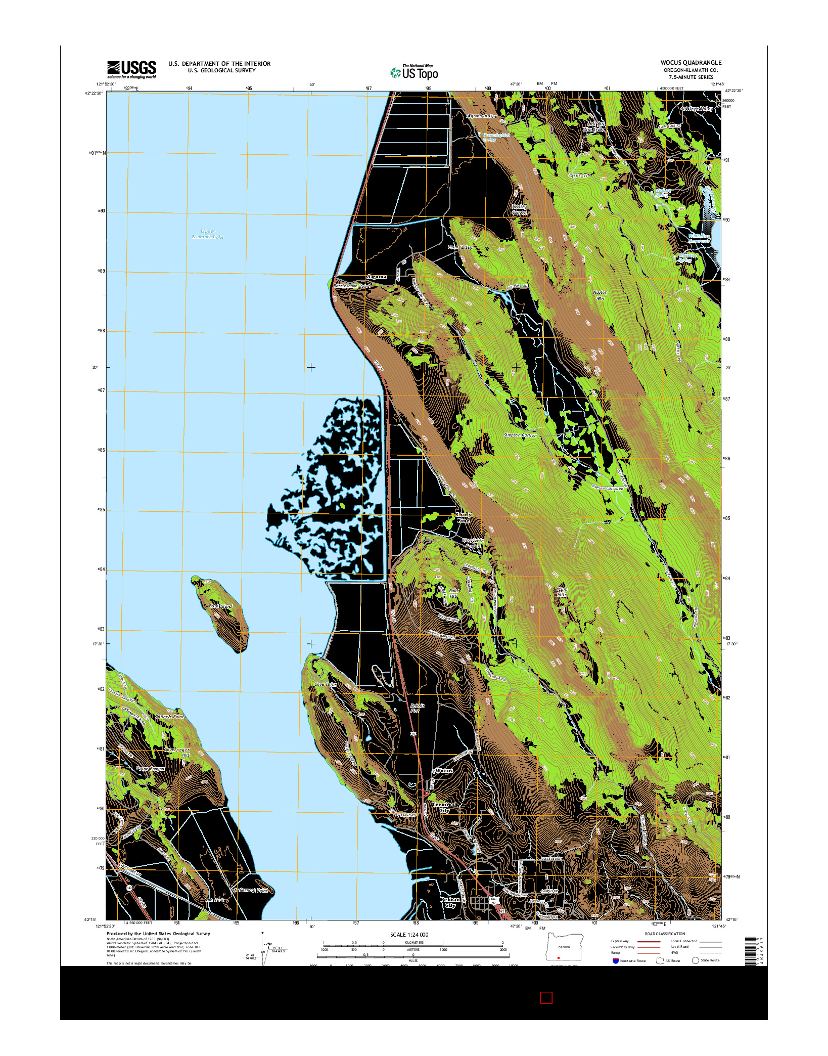 USGS US TOPO 7.5-MINUTE MAP FOR WOCUS, OR 2014