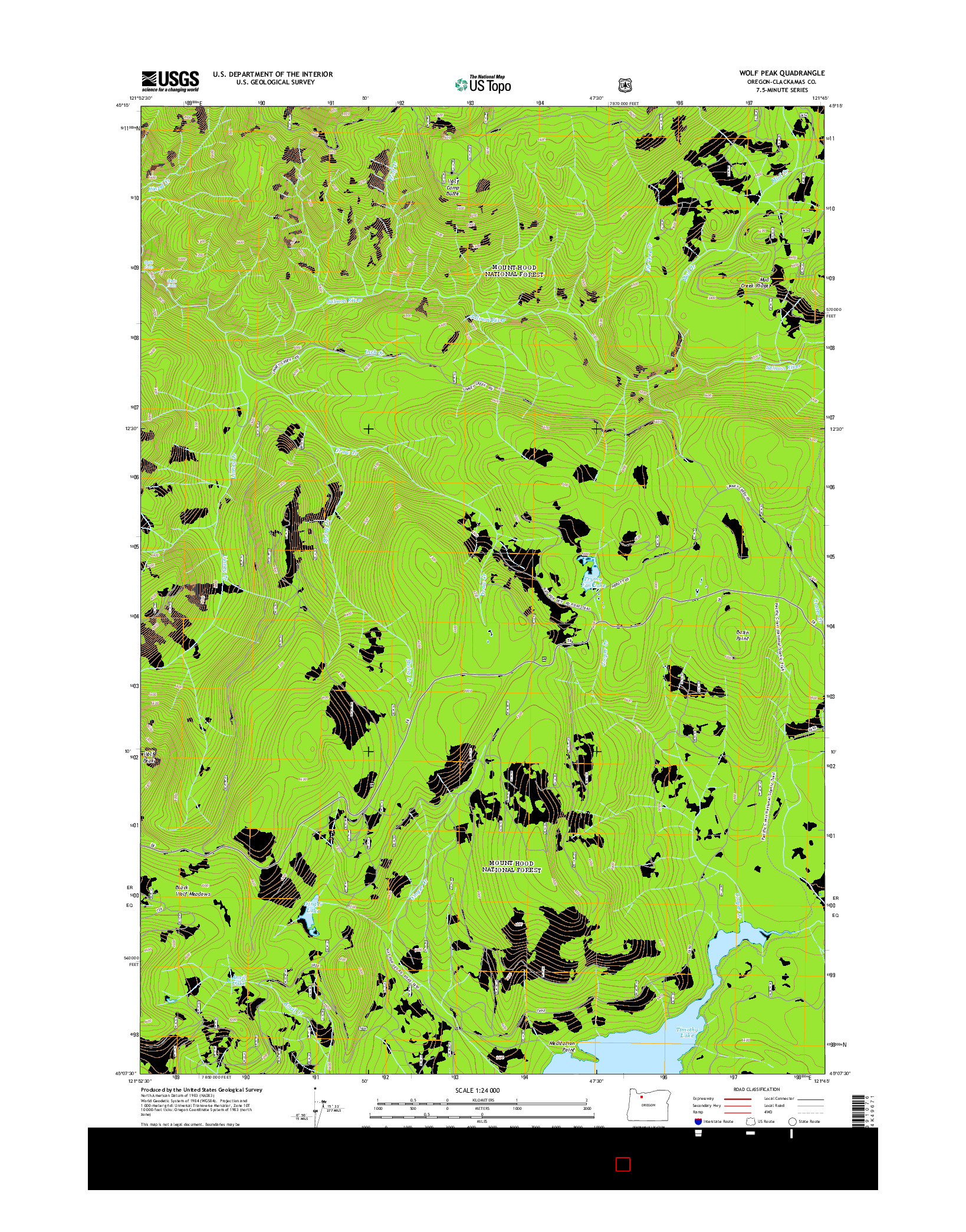 USGS US TOPO 7.5-MINUTE MAP FOR WOLF PEAK, OR 2014