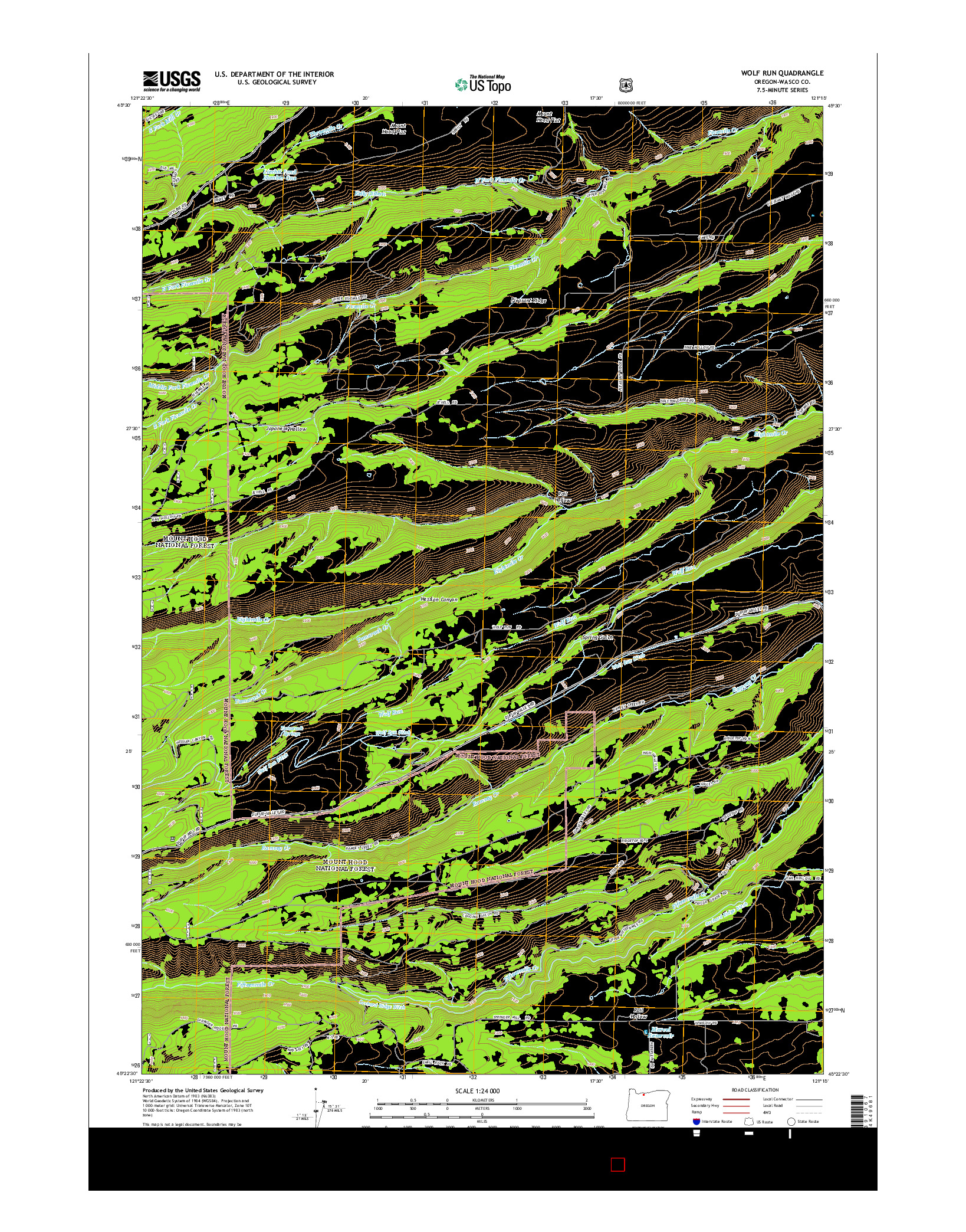 USGS US TOPO 7.5-MINUTE MAP FOR WOLF RUN, OR 2014