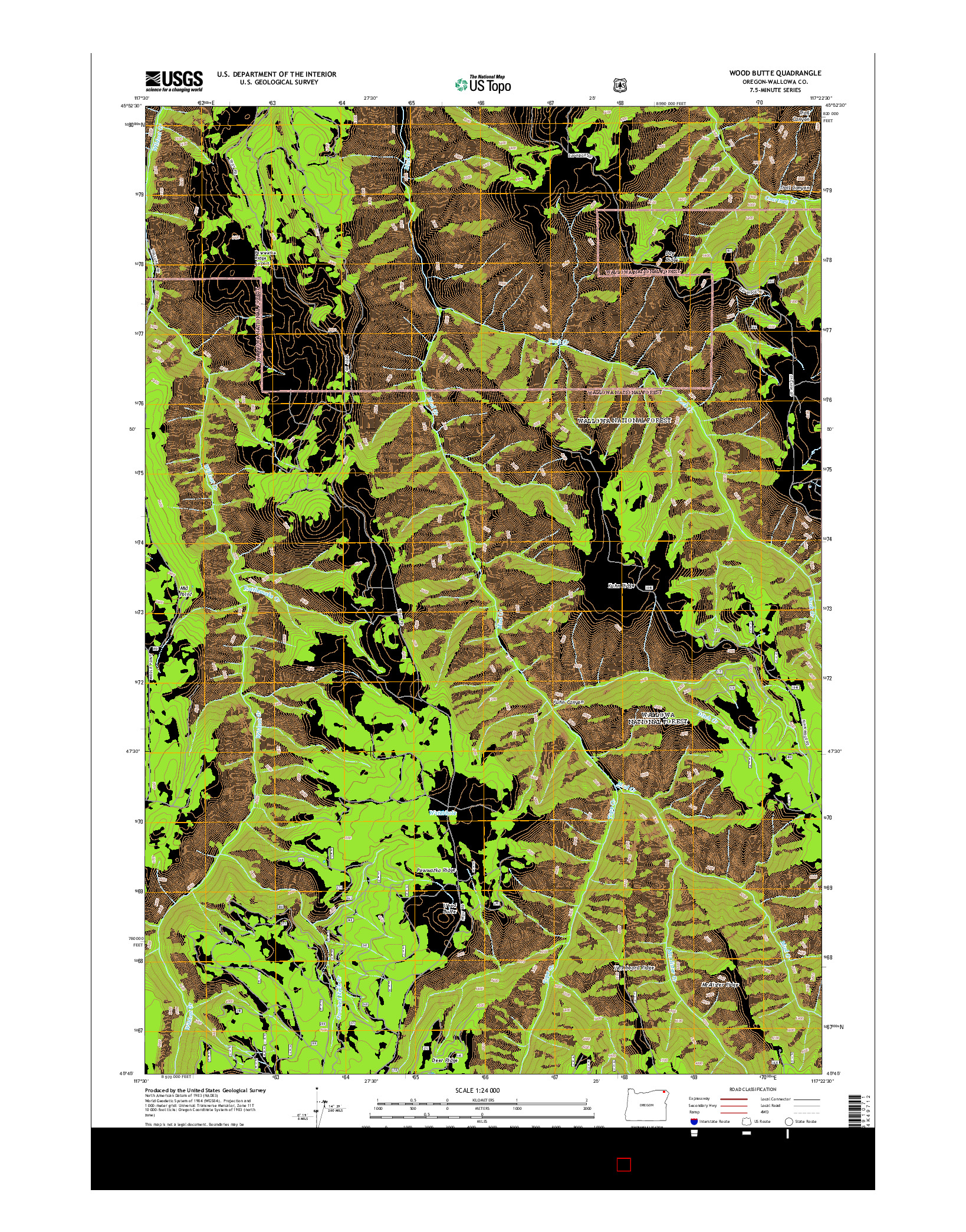 USGS US TOPO 7.5-MINUTE MAP FOR WOOD BUTTE, OR 2014