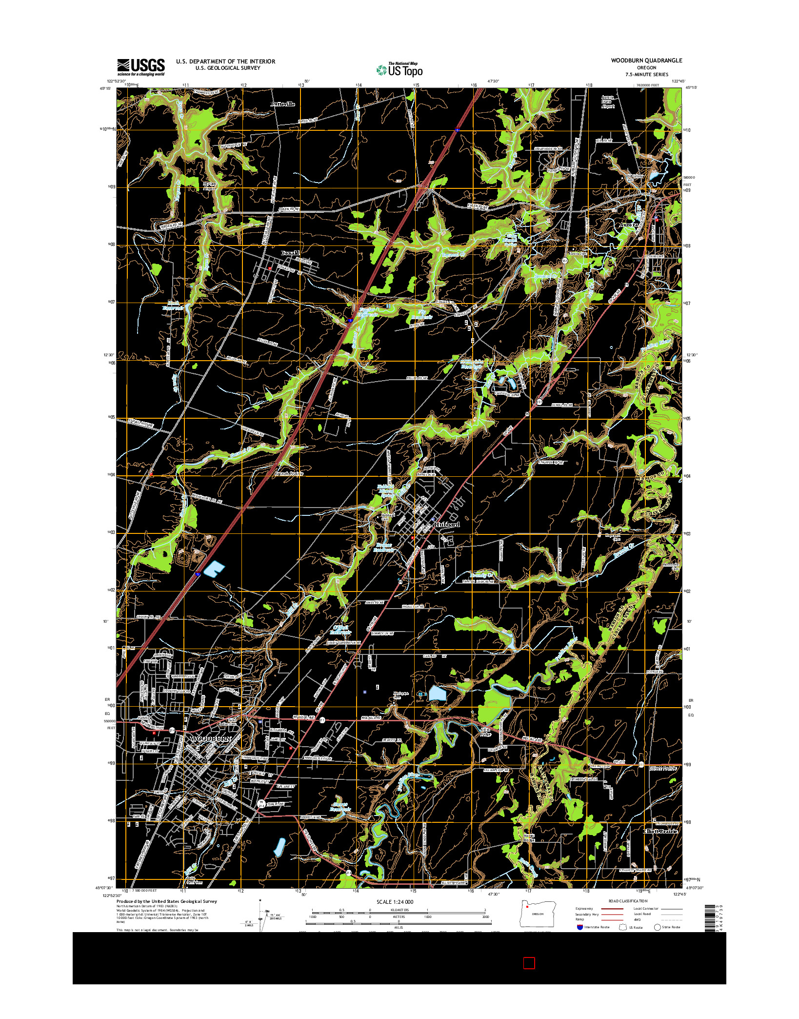 USGS US TOPO 7.5-MINUTE MAP FOR WOODBURN, OR 2014