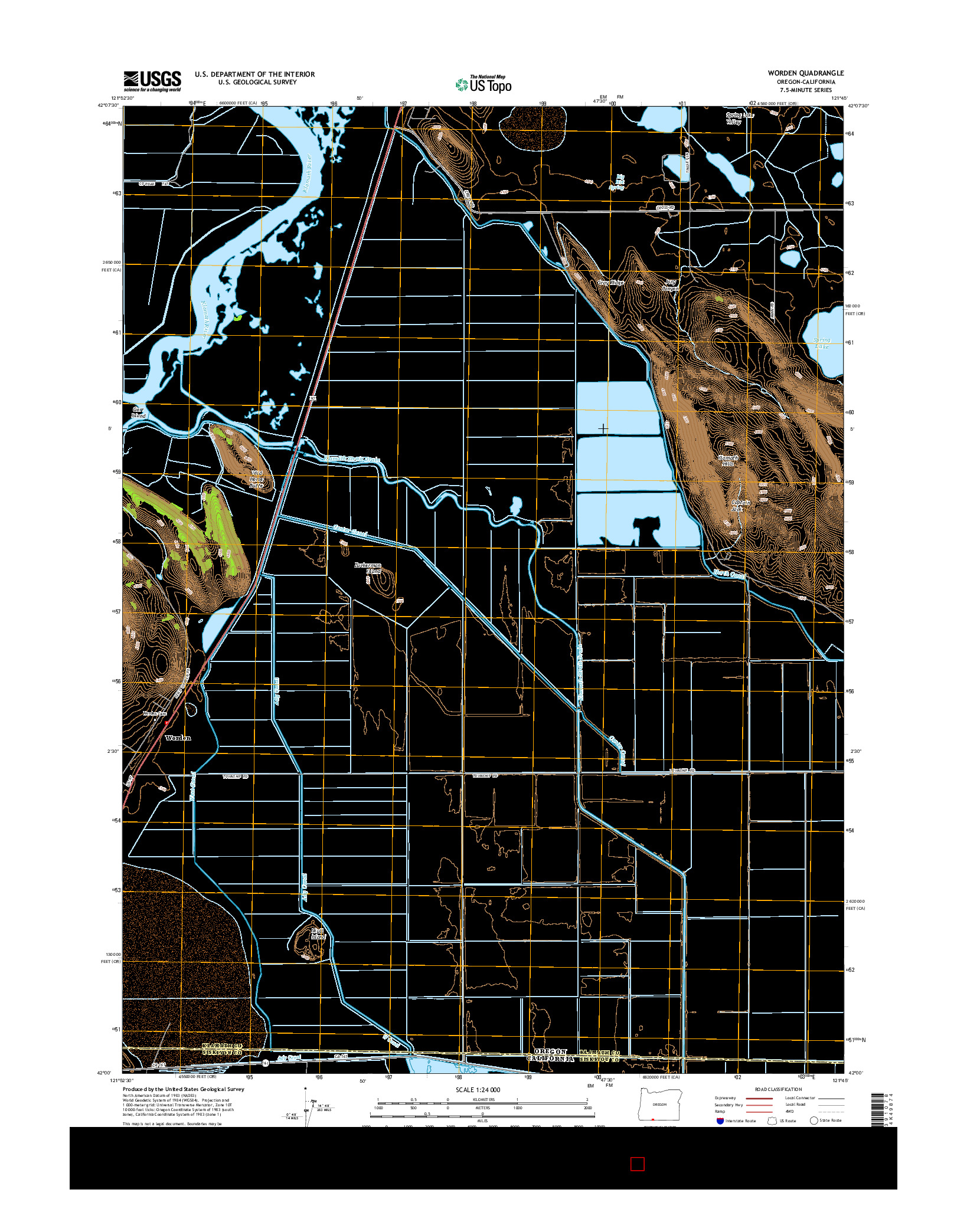 USGS US TOPO 7.5-MINUTE MAP FOR WORDEN, OR-CA 2014