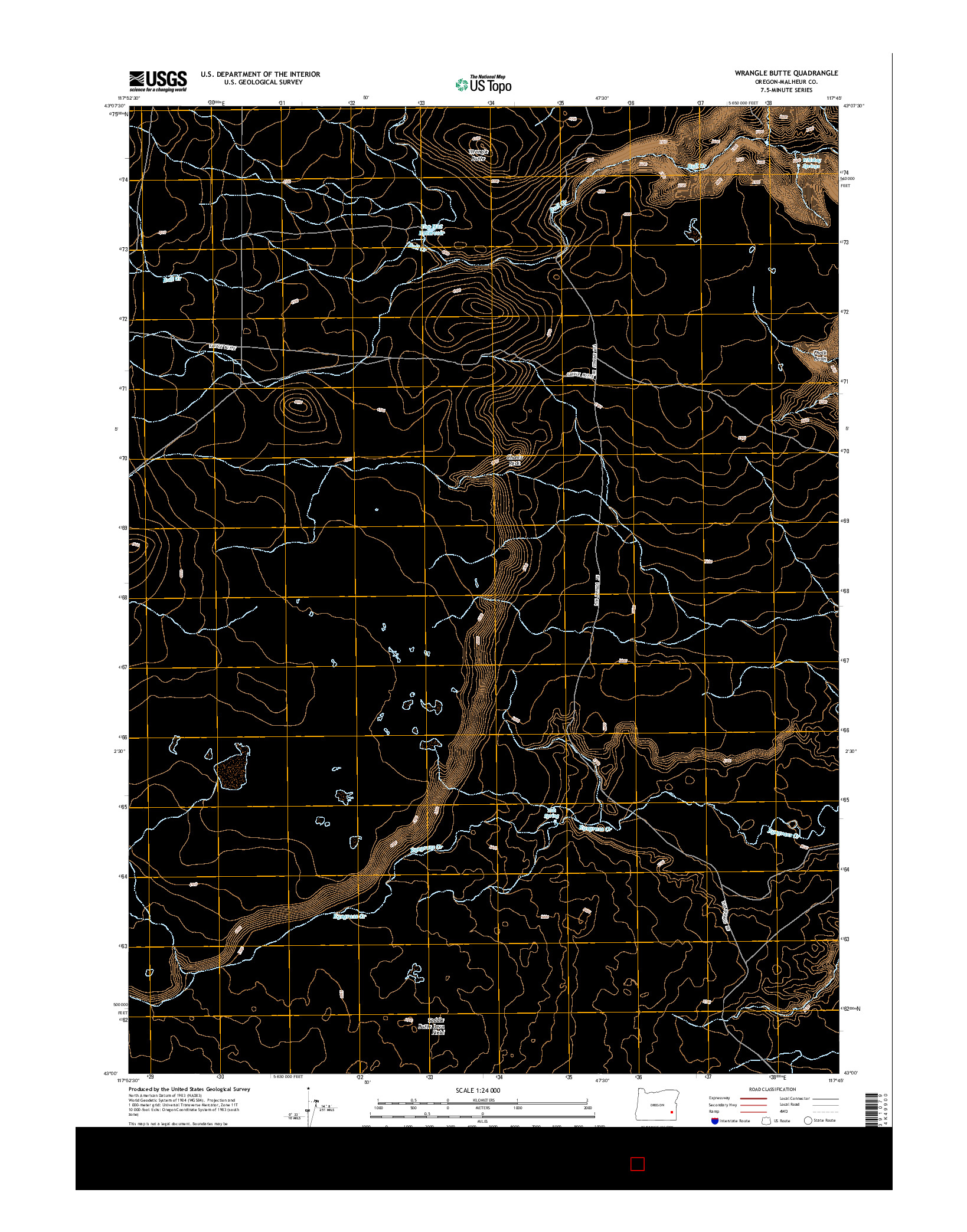 USGS US TOPO 7.5-MINUTE MAP FOR WRANGLE BUTTE, OR 2014