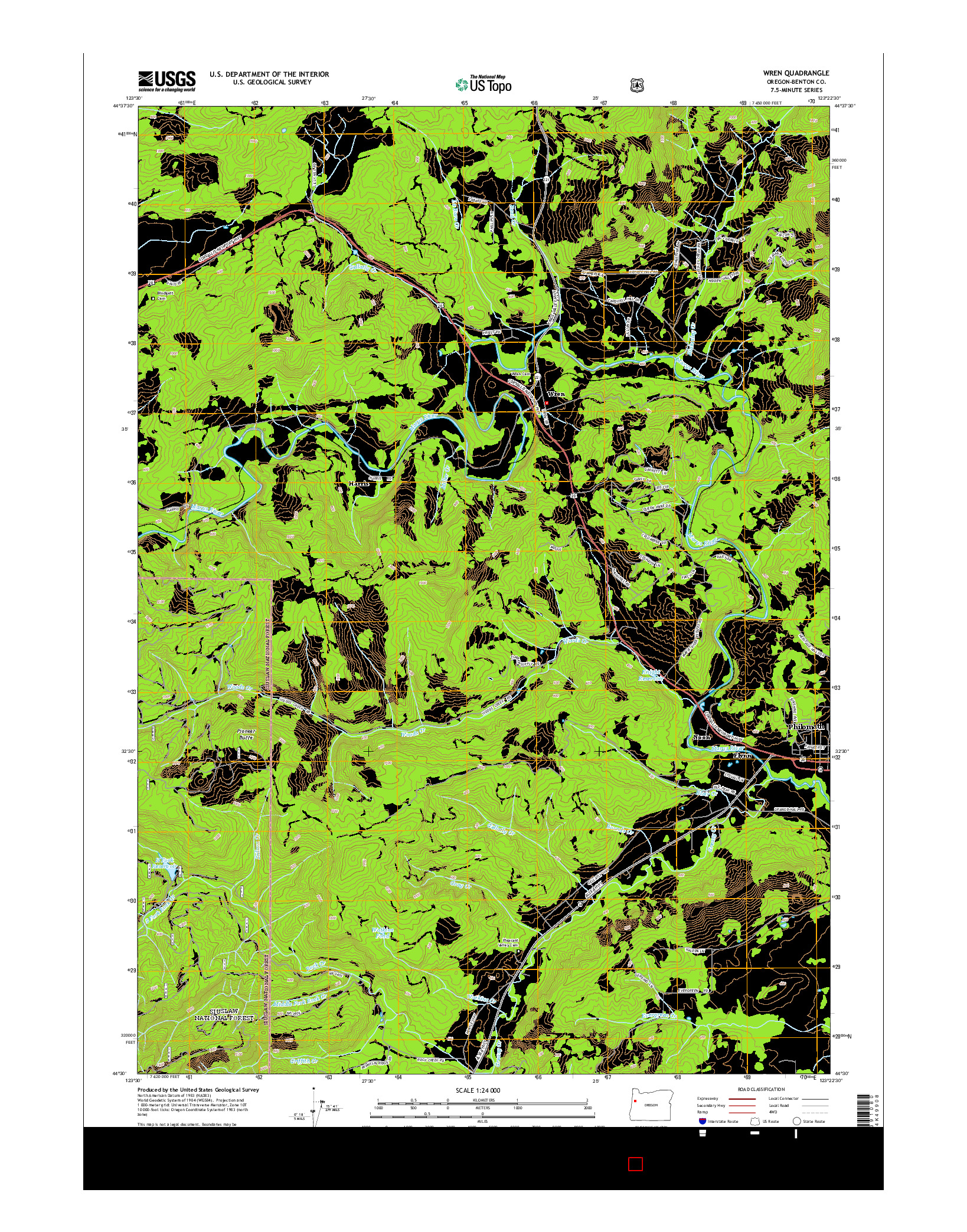 USGS US TOPO 7.5-MINUTE MAP FOR WREN, OR 2014