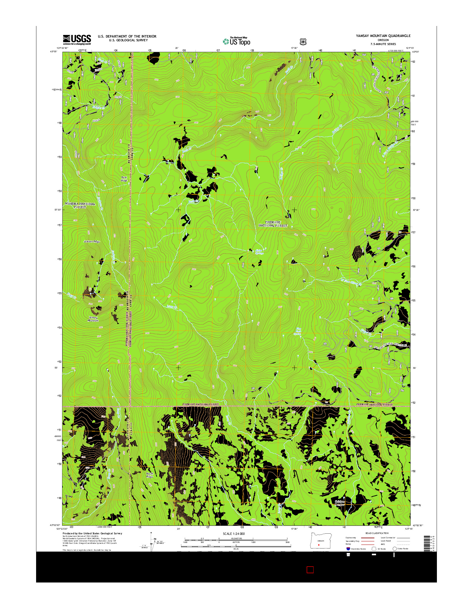 USGS US TOPO 7.5-MINUTE MAP FOR YAMSAY MOUNTAIN, OR 2014