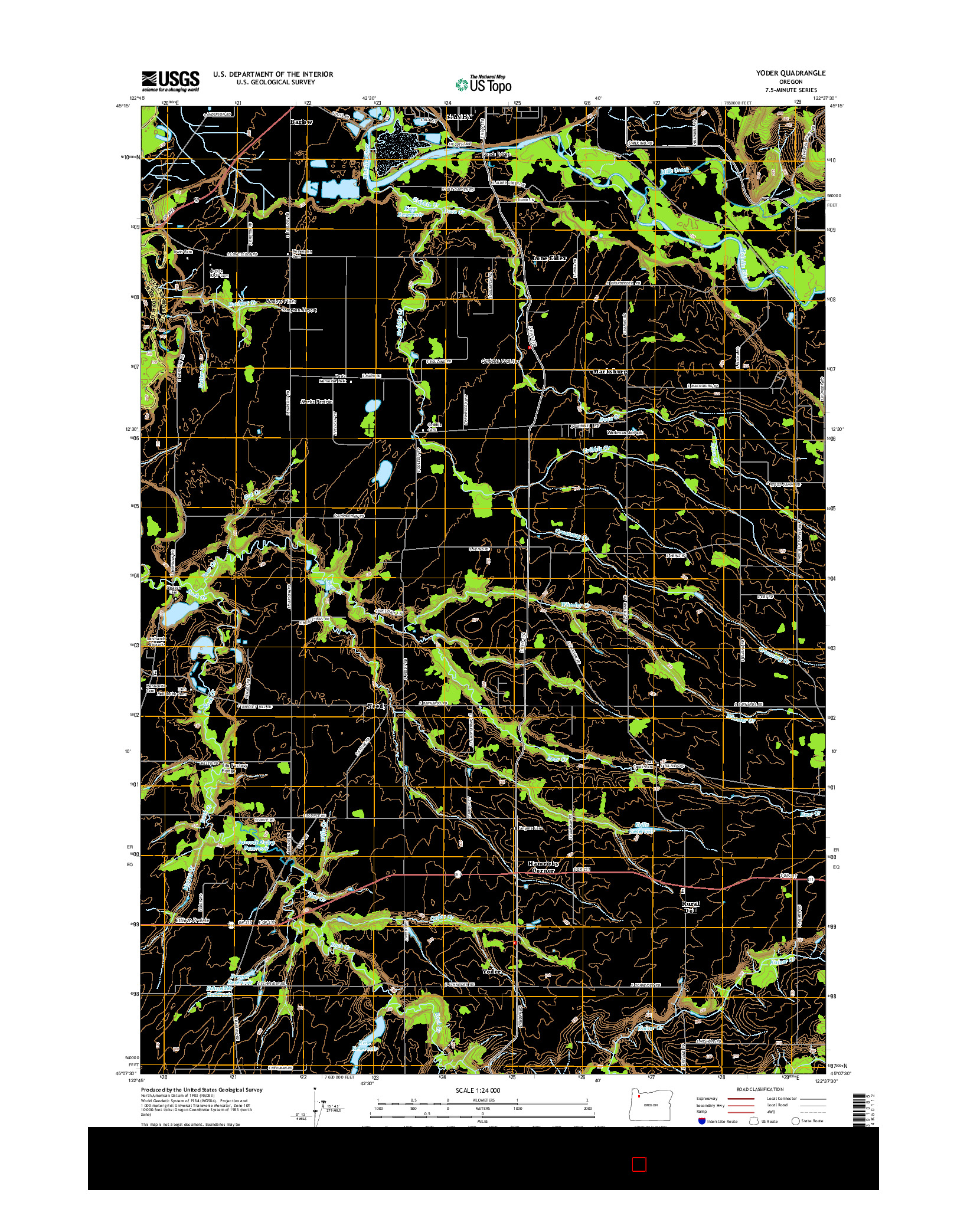 USGS US TOPO 7.5-MINUTE MAP FOR YODER, OR 2014