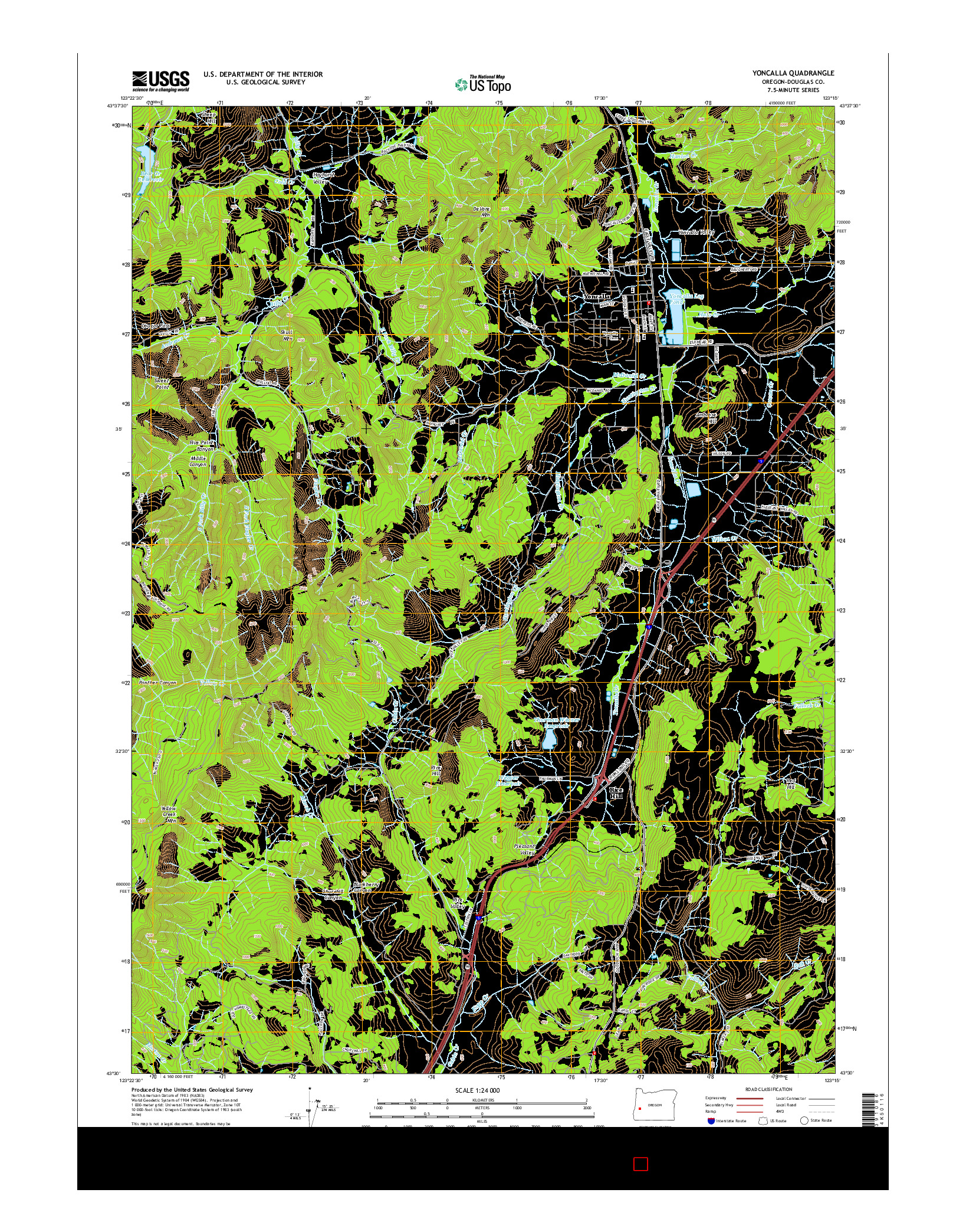 USGS US TOPO 7.5-MINUTE MAP FOR YONCALLA, OR 2014