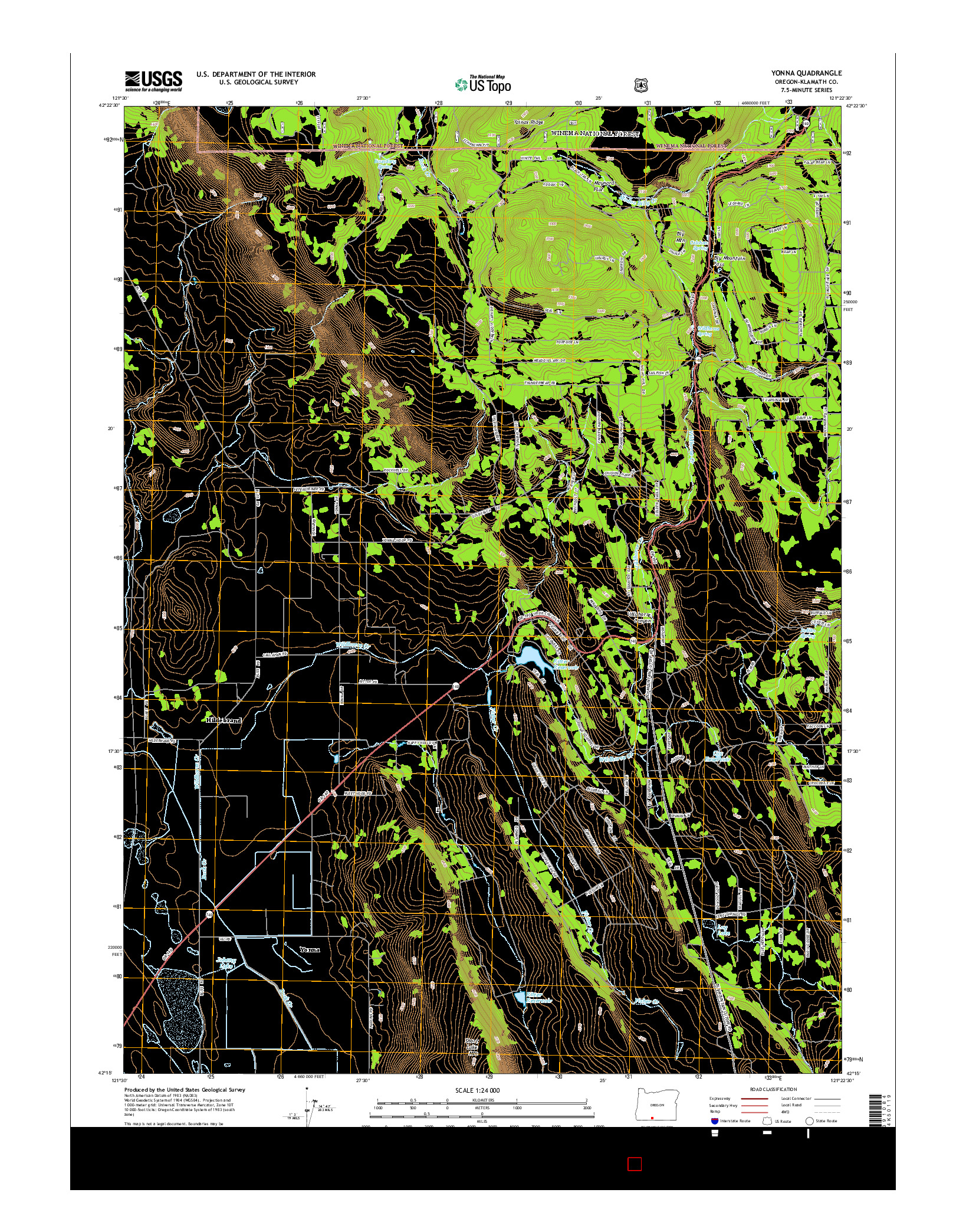 USGS US TOPO 7.5-MINUTE MAP FOR YONNA, OR 2014