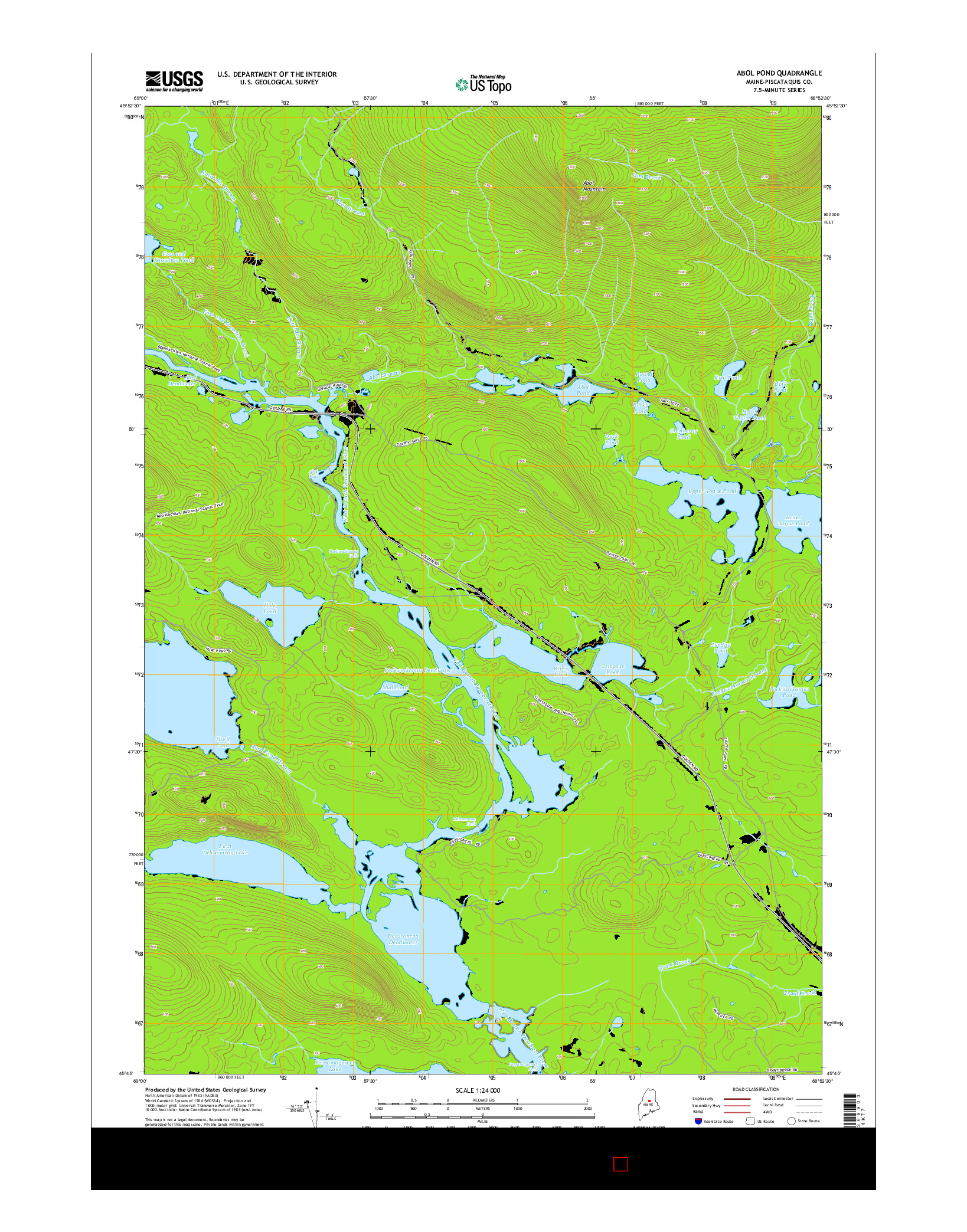 USGS US TOPO 7.5-MINUTE MAP FOR ABOL POND, ME 2014