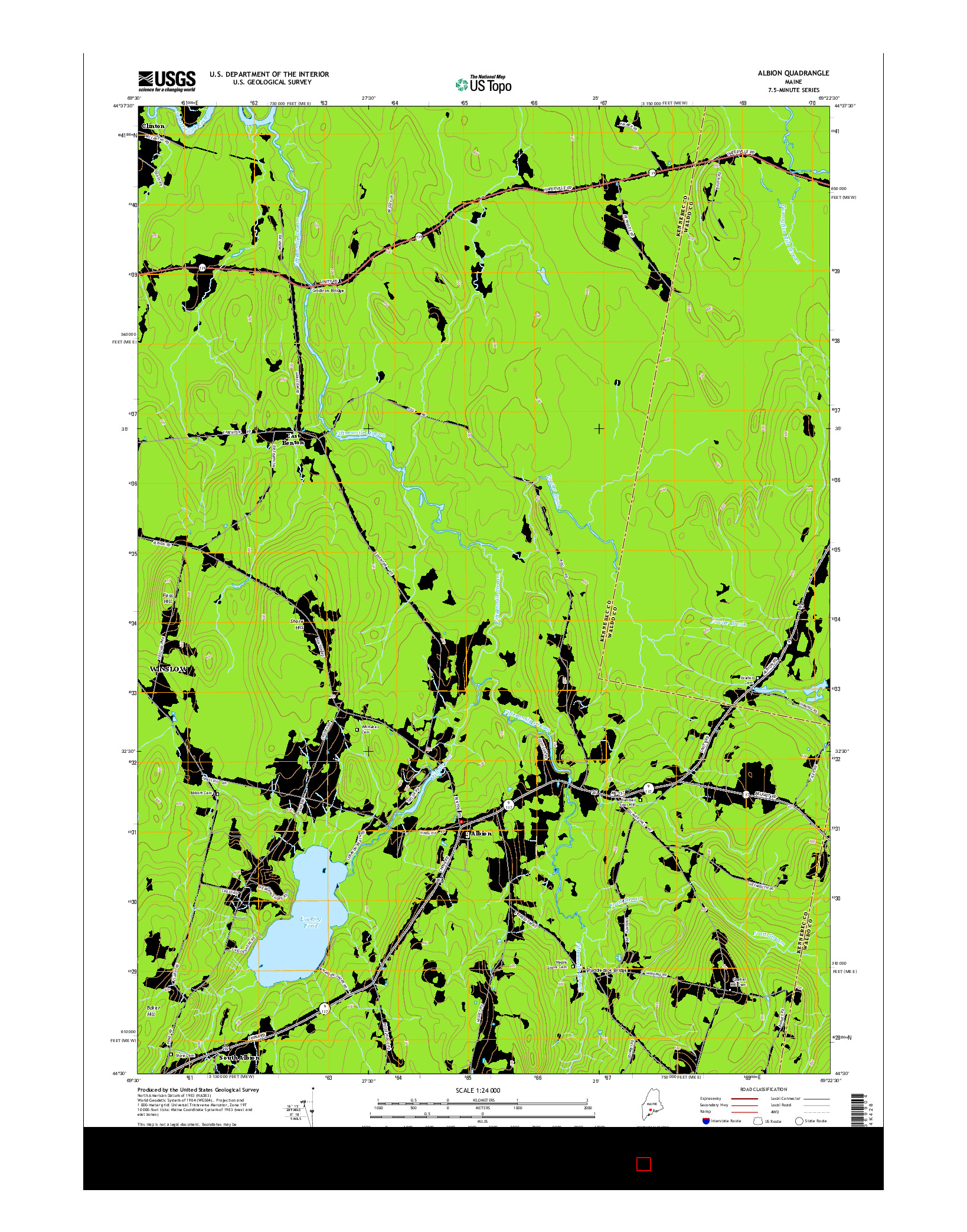 USGS US TOPO 7.5-MINUTE MAP FOR ALBION, ME 2014