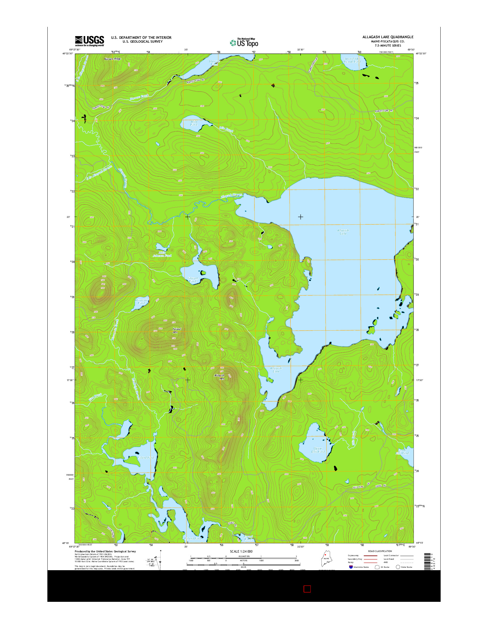 USGS US TOPO 7.5-MINUTE MAP FOR ALLAGASH LAKE, ME 2014