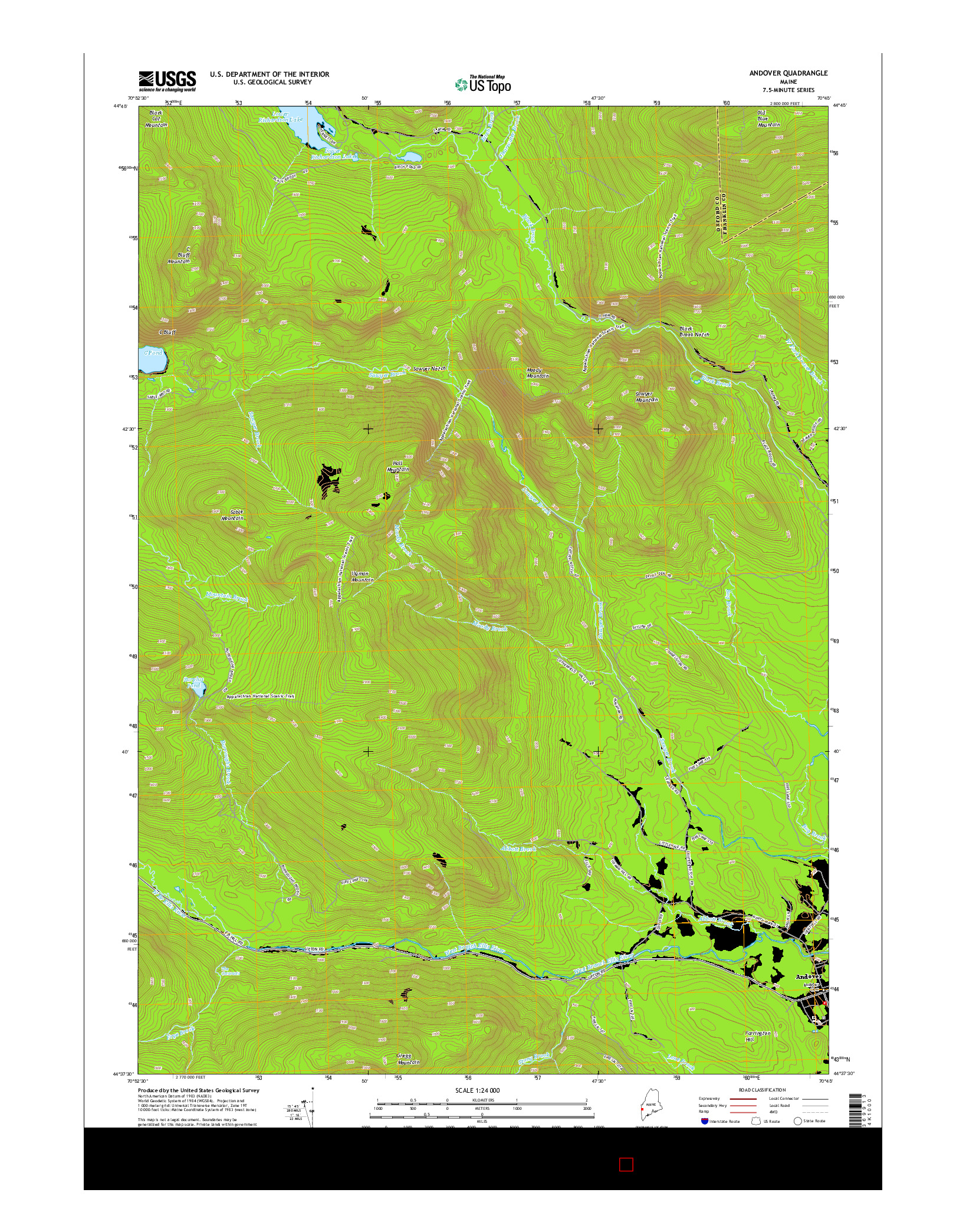 USGS US TOPO 7.5-MINUTE MAP FOR ANDOVER, ME 2014