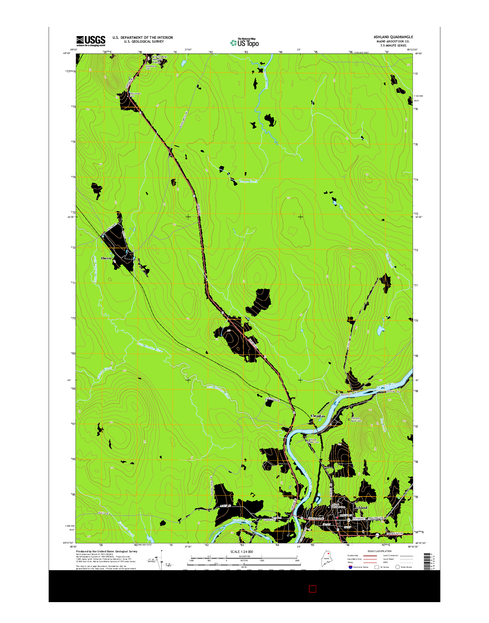 USGS US TOPO 7.5-MINUTE MAP FOR ASHLAND, ME 2014