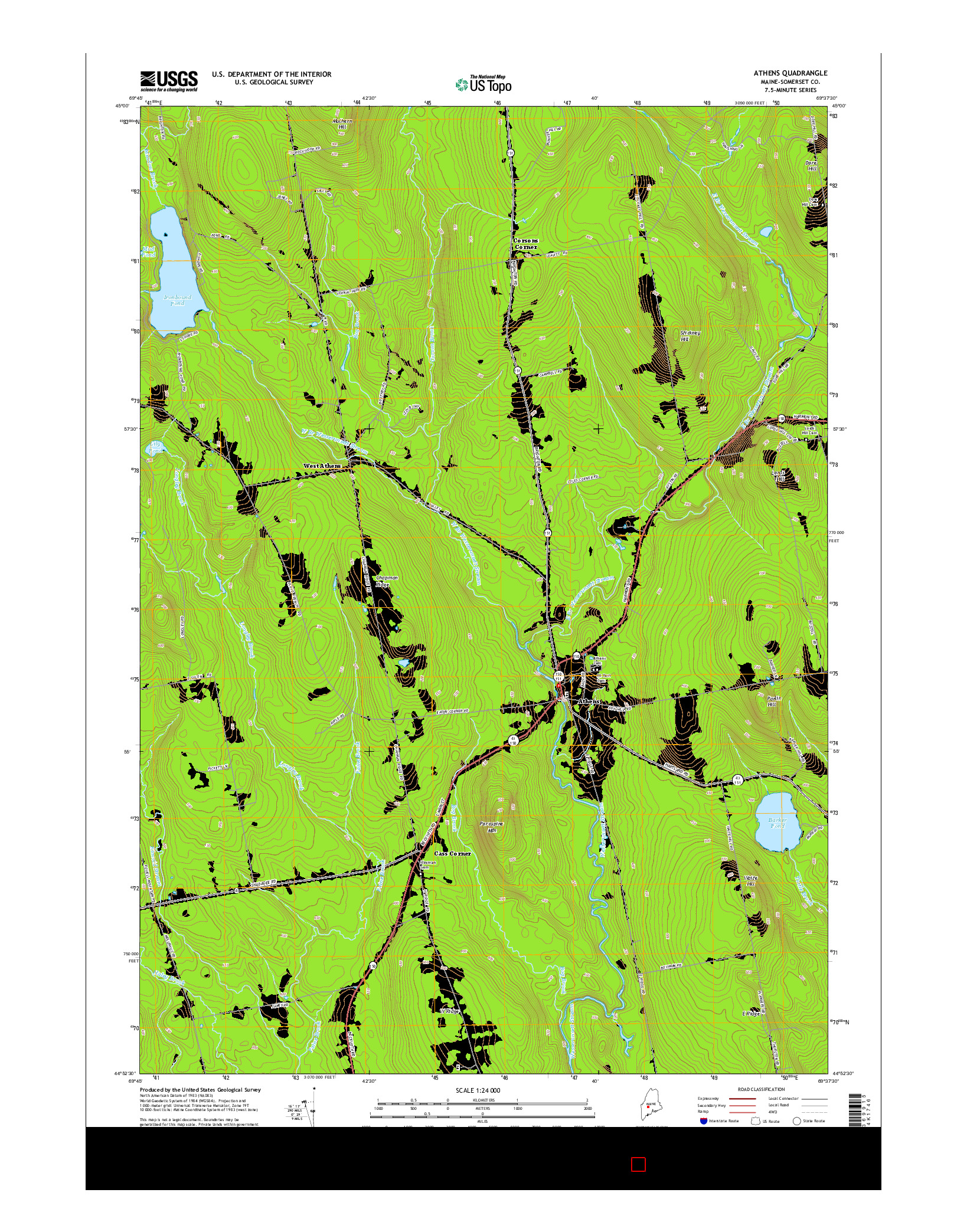 USGS US TOPO 7.5-MINUTE MAP FOR ATHENS, ME 2014