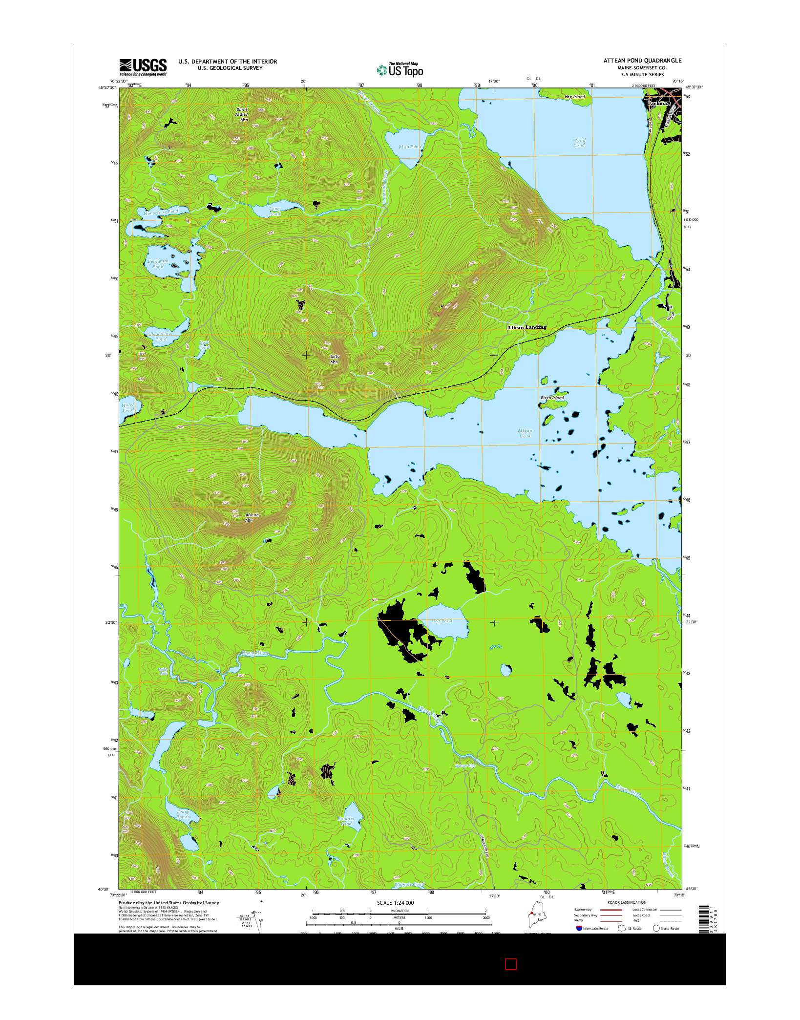 USGS US TOPO 7.5-MINUTE MAP FOR ATTEAN POND, ME 2014