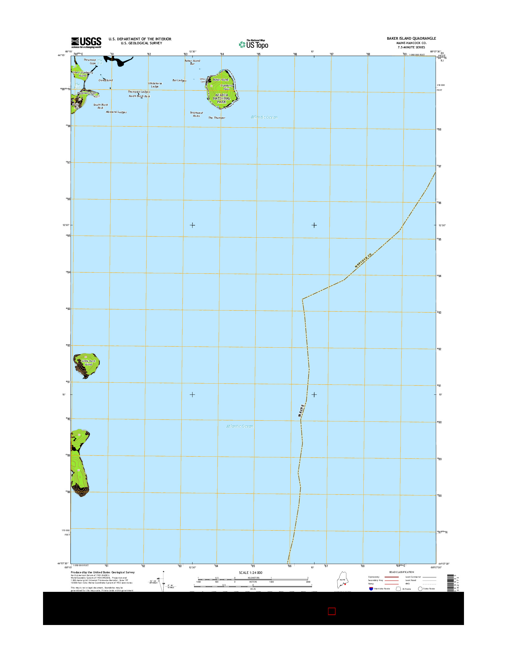 USGS US TOPO 7.5-MINUTE MAP FOR BAKER ISLAND, ME 2014