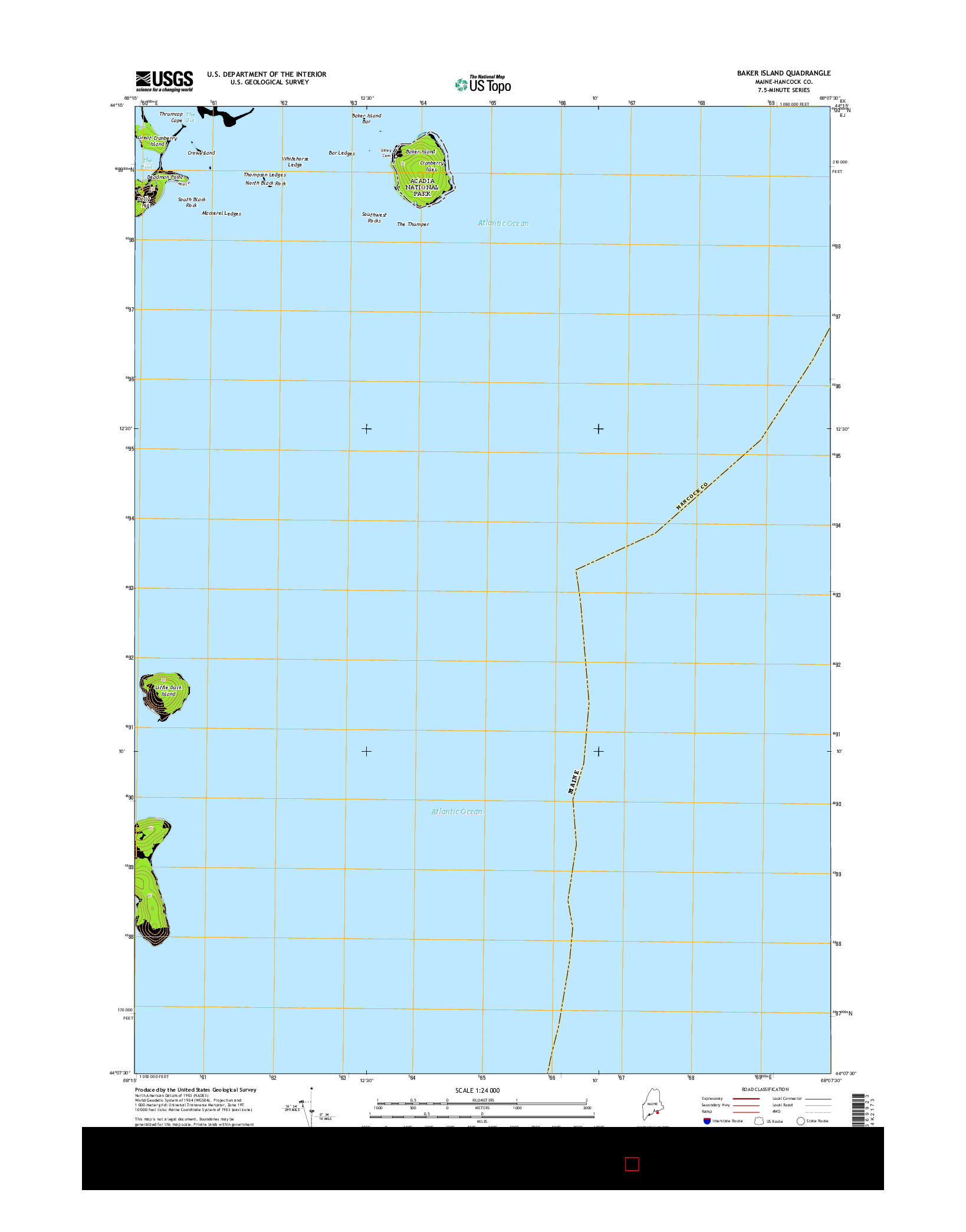 USGS US TOPO 7.5-MINUTE MAP FOR BAKER ISLAND, ME 2014