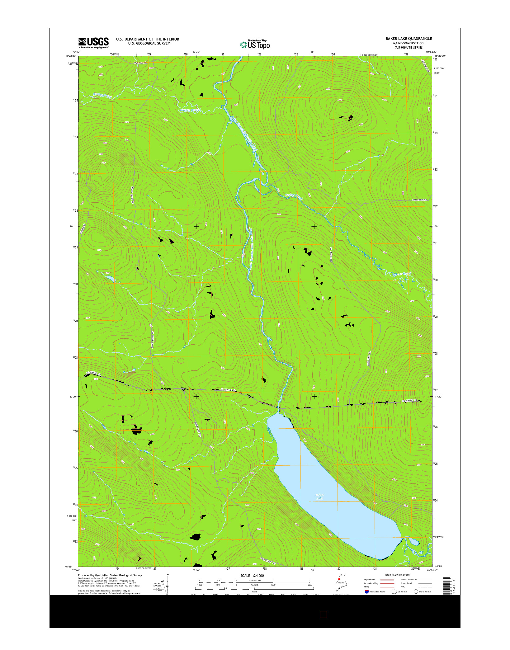 USGS US TOPO 7.5-MINUTE MAP FOR BAKER LAKE, ME 2014